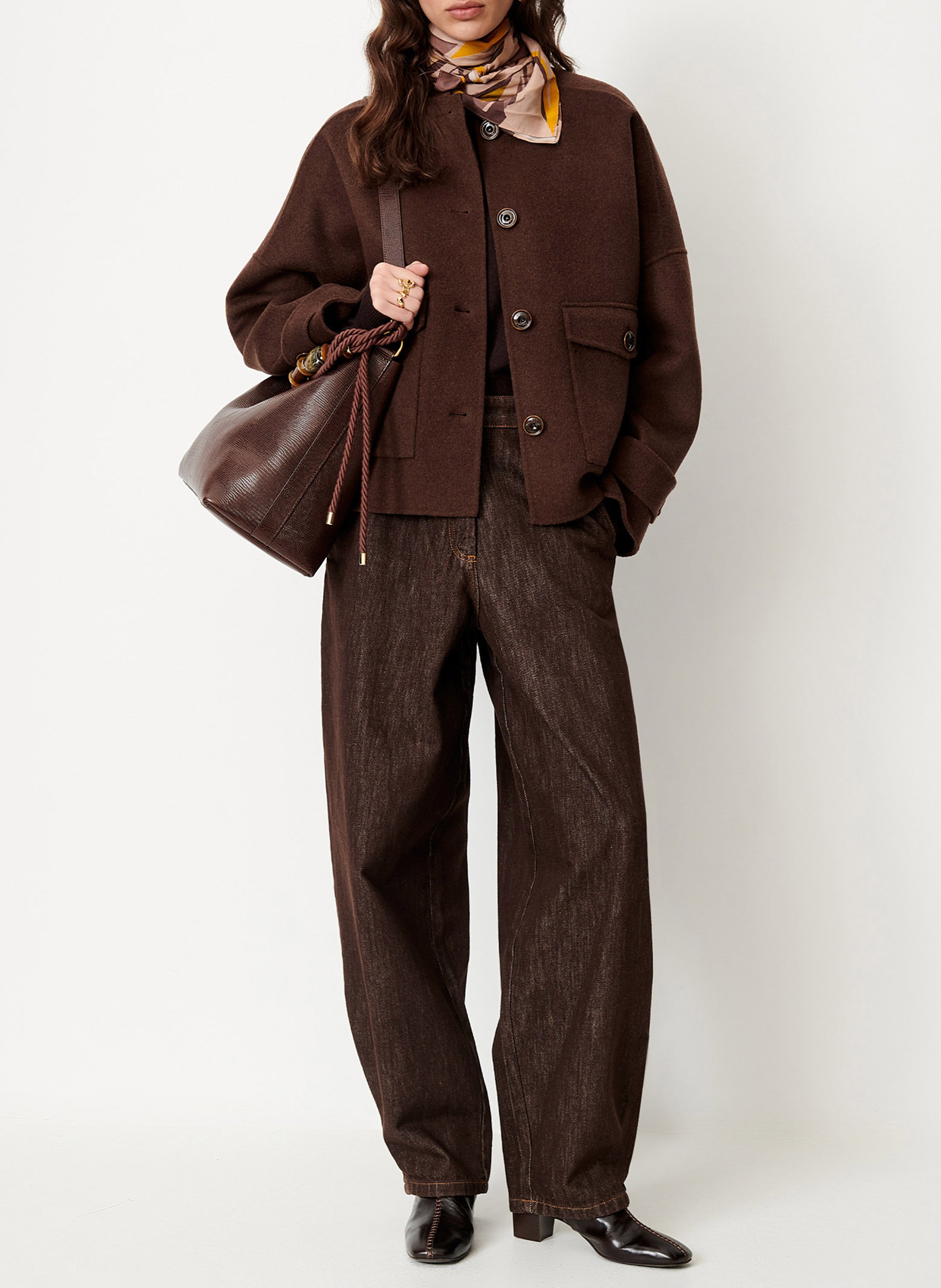 Veste droite en laine mélangée yalespring SESSUN Marron