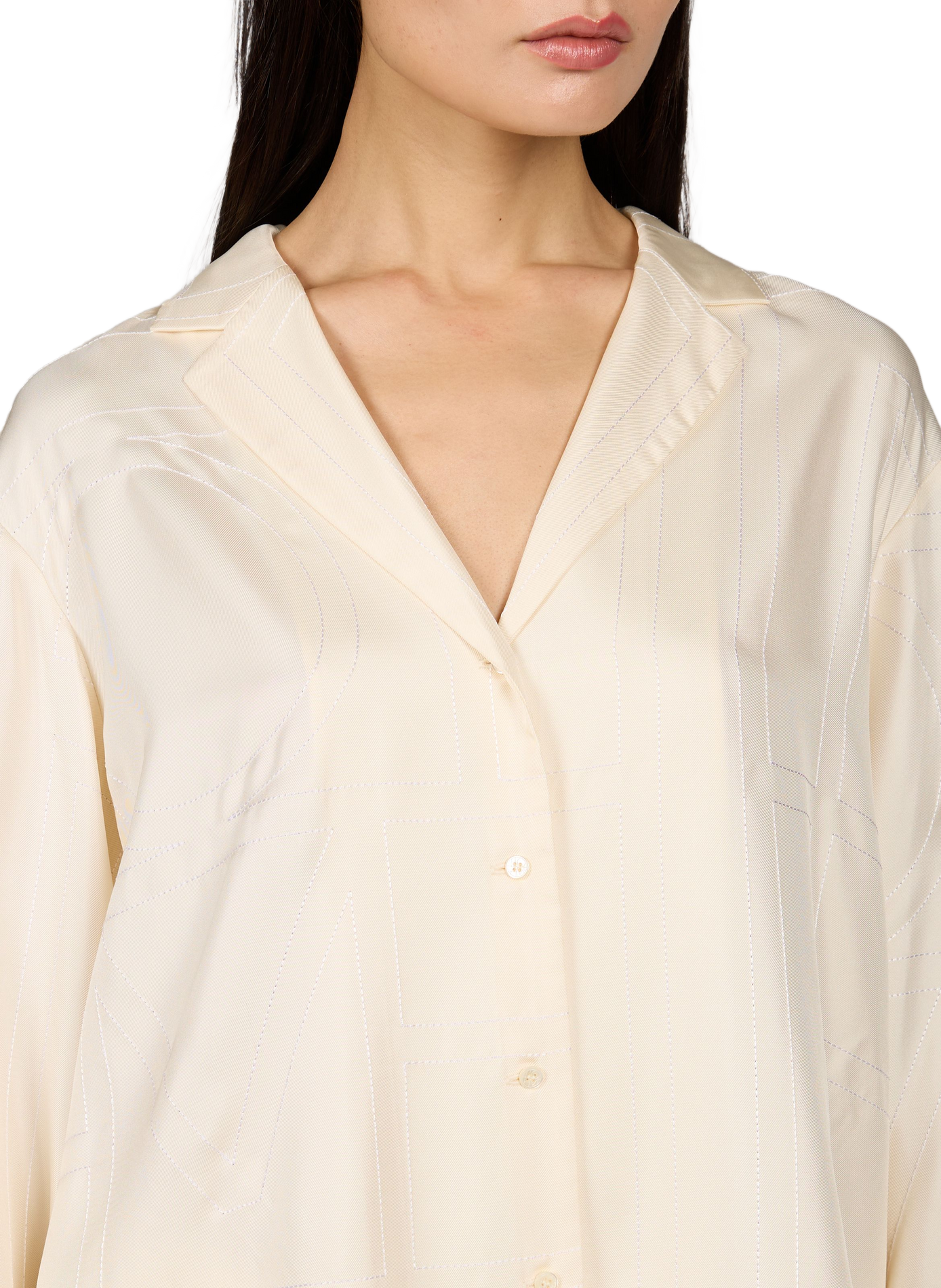Shirt with embroidered lettering in silk TOTEME Beige