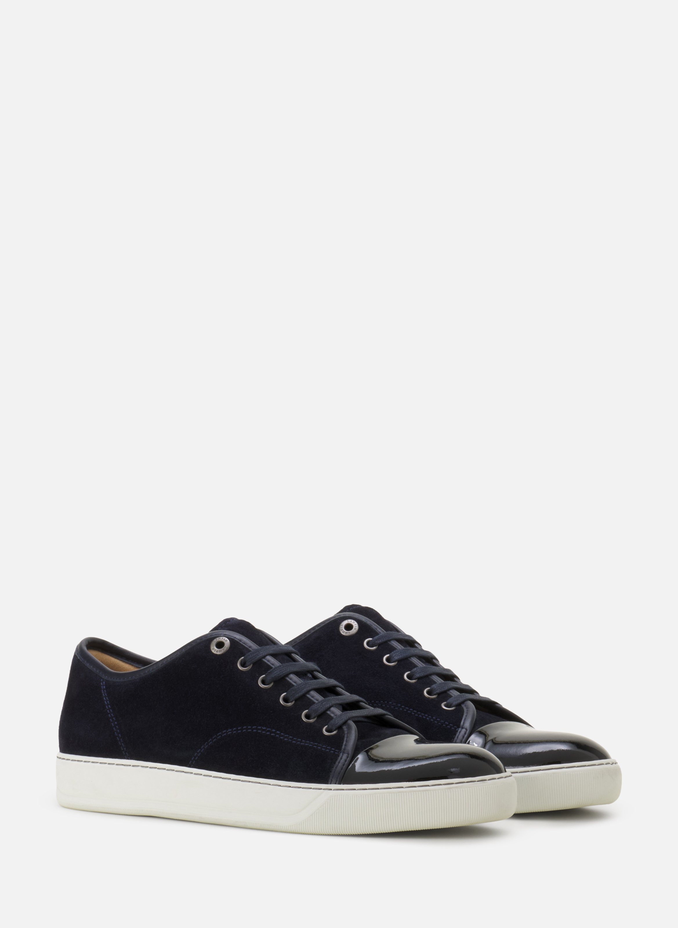 Sneakers dbb1 en suede et cuir vernis LANVIN Bleu