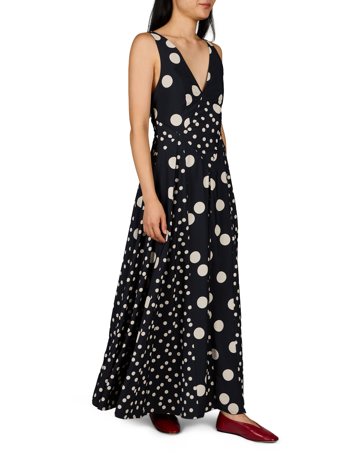 Langes Kleid mit V-Ausschnitt und Druck TOPSHOP Schwarz