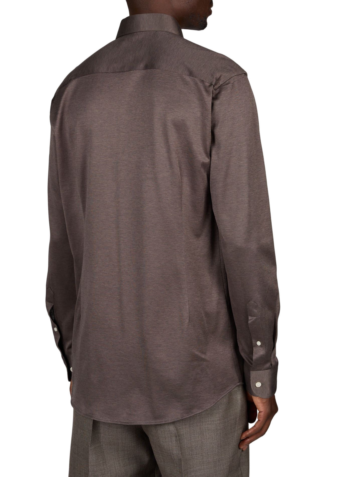 Straight jacquard cotton shirt ETON Brown