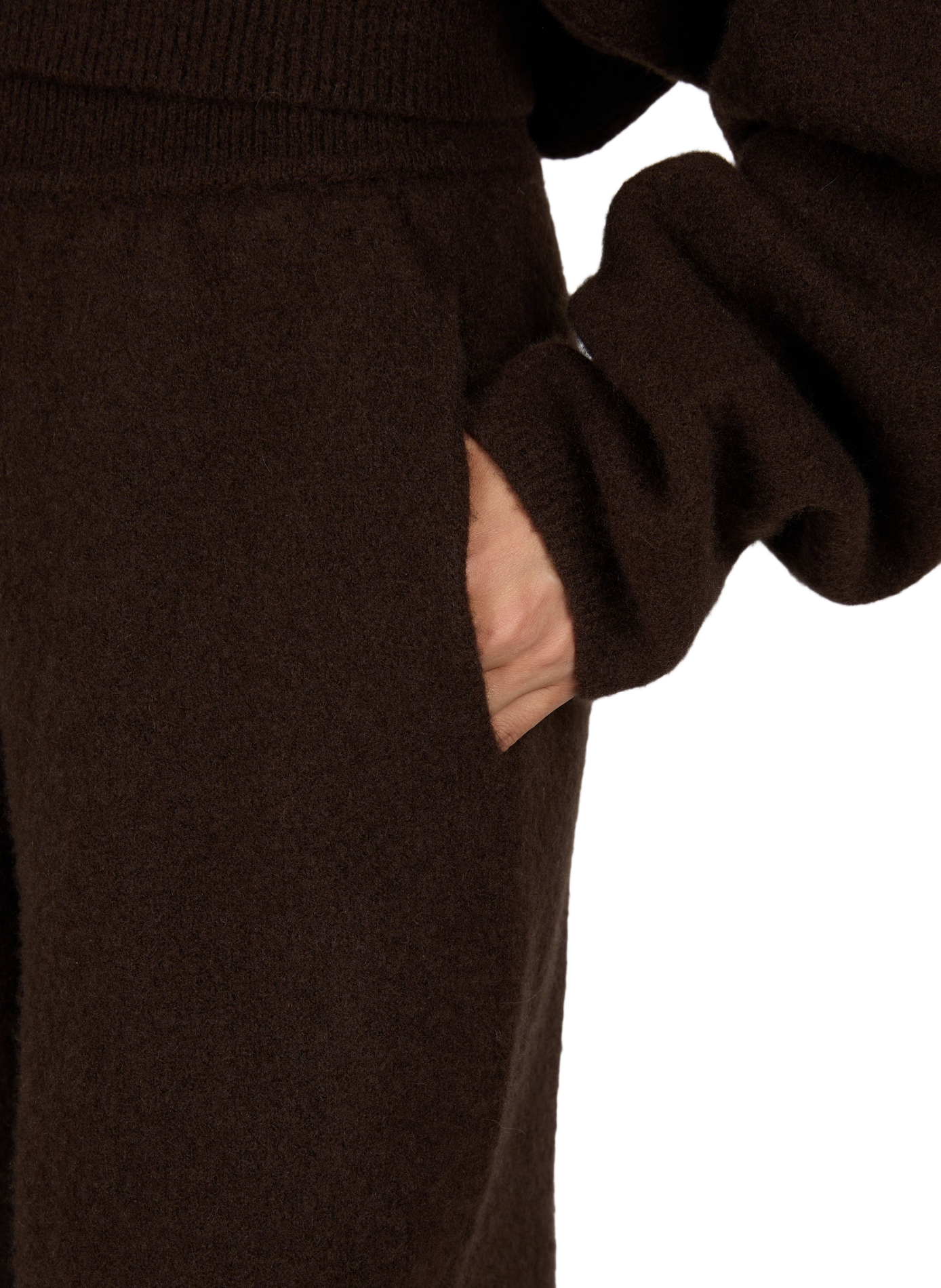 High-waisted flared trousers in a cashmere blend RICK OWENS Brown