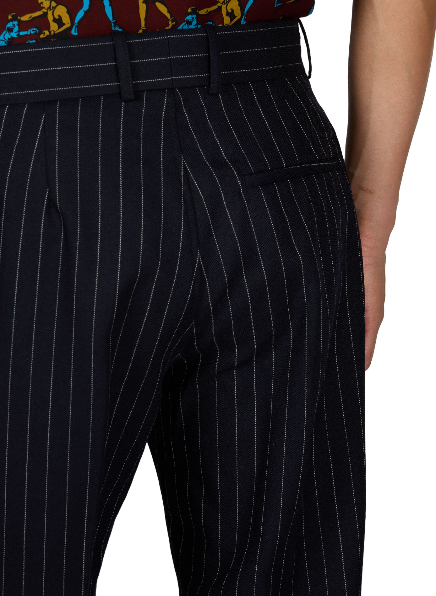 Wide-leg striped wool trousers DROLE DE MONSIEUR Blue