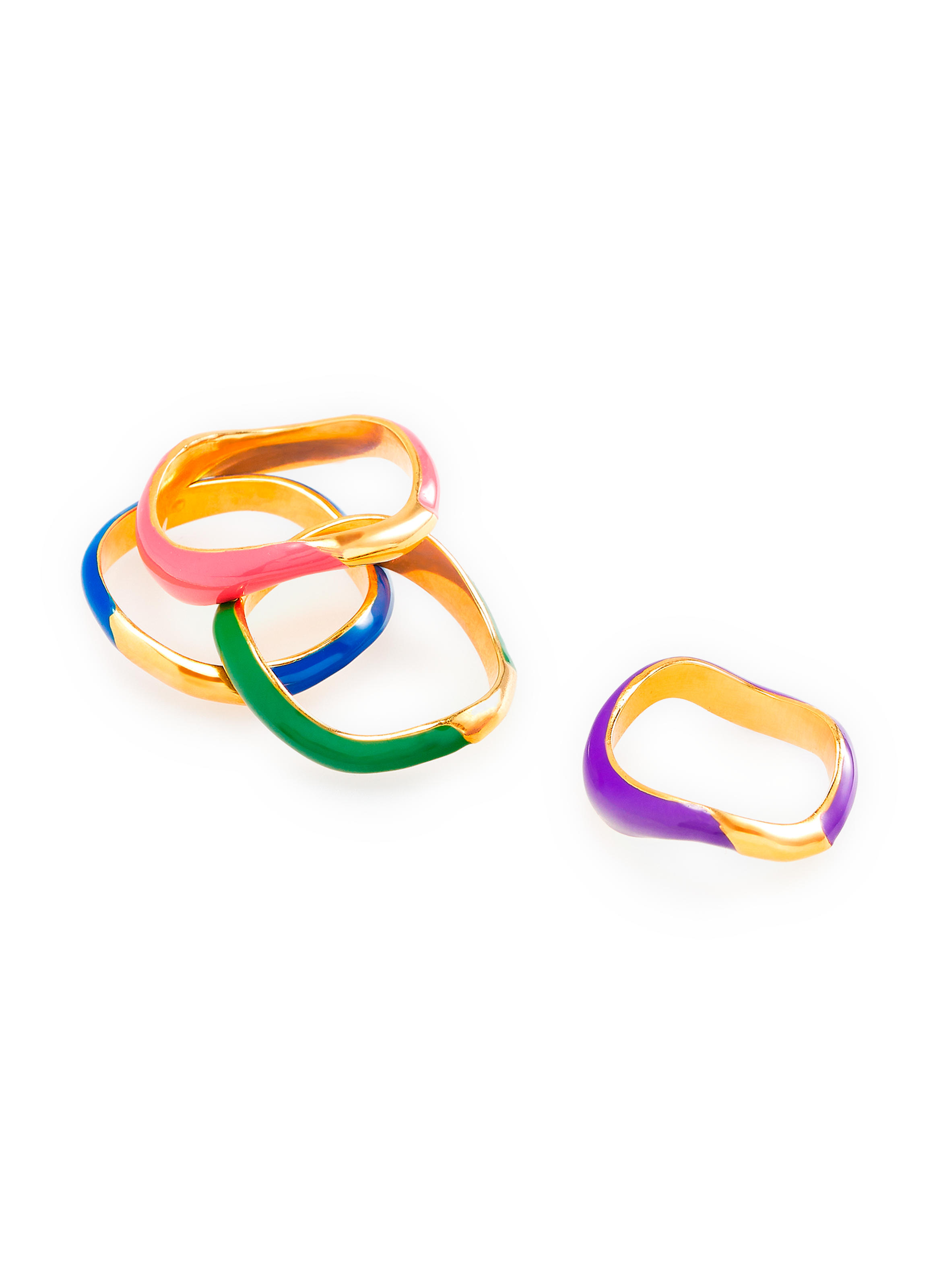 Lot de 4 bagues en laiton plaqué or