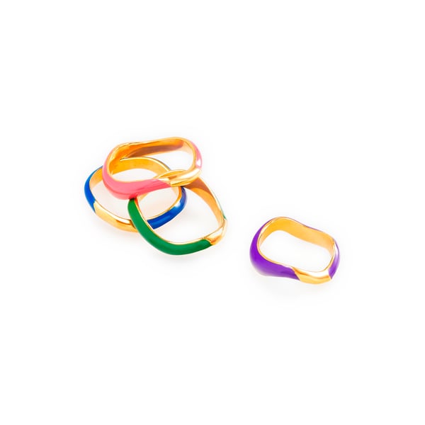 Lot de 4 bagues en laiton plaqué or