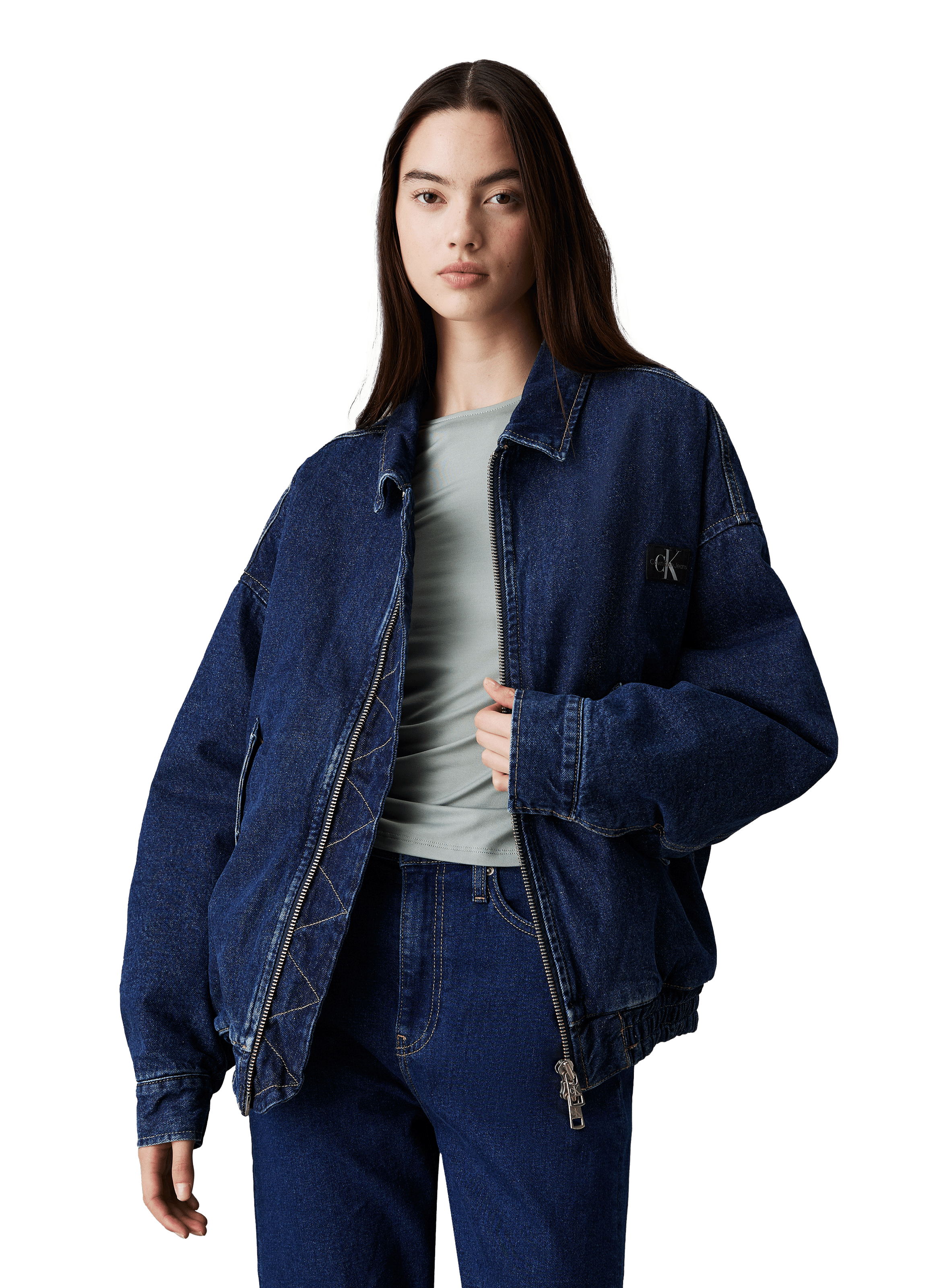 CALVIN KLEIN Denim zip-up jacket Blue
