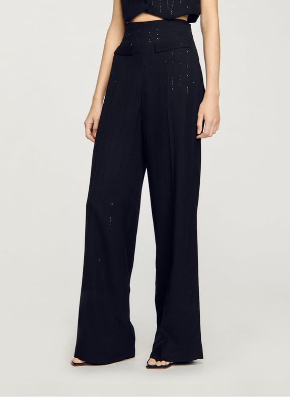 Pantalon de costume droit à sequins Noir by SANDRO SANDRO Pantalon de costume droit à sequins Noir