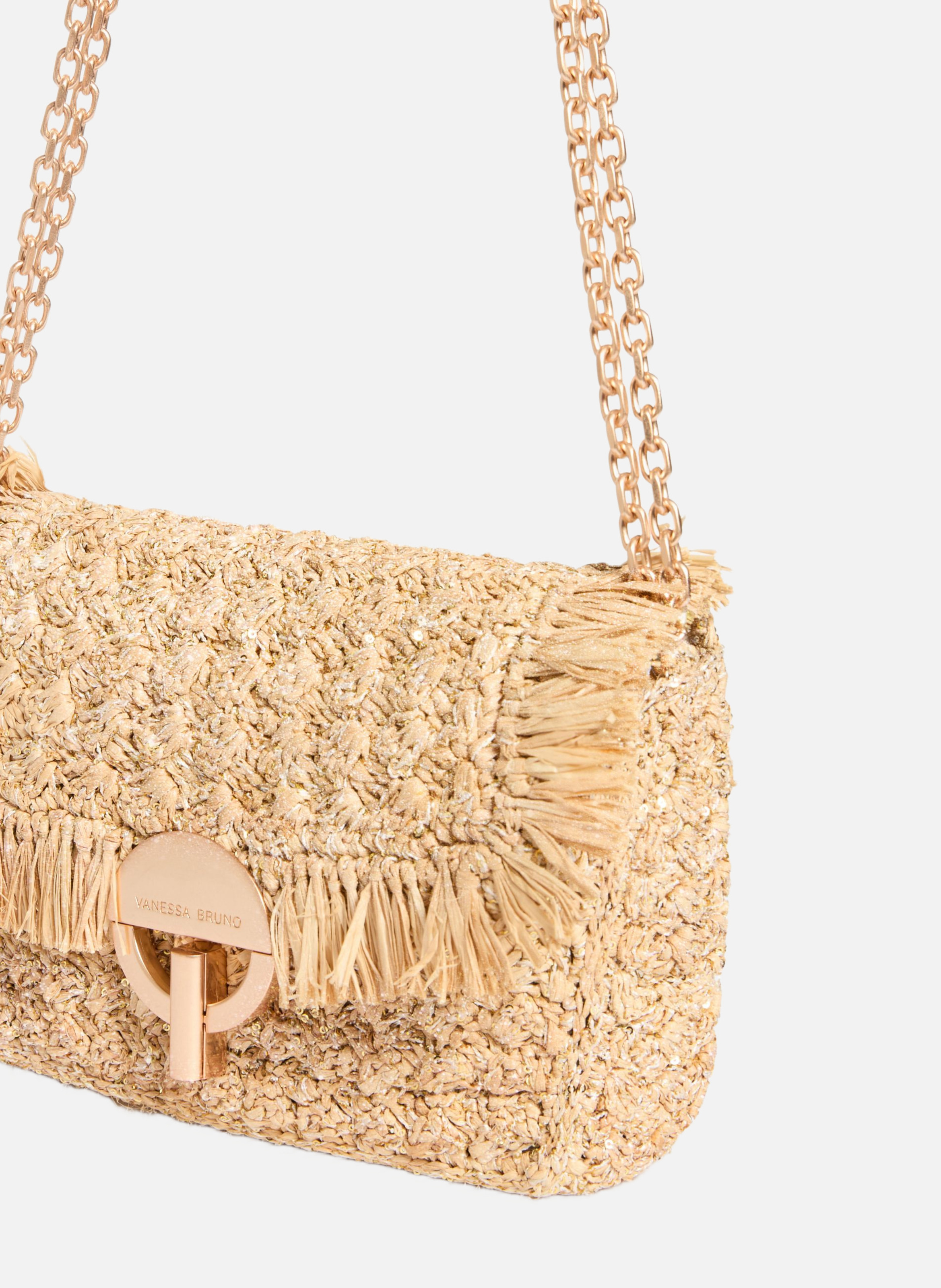 Petit sac moon en raphia VANESSA BRUNO Blanc