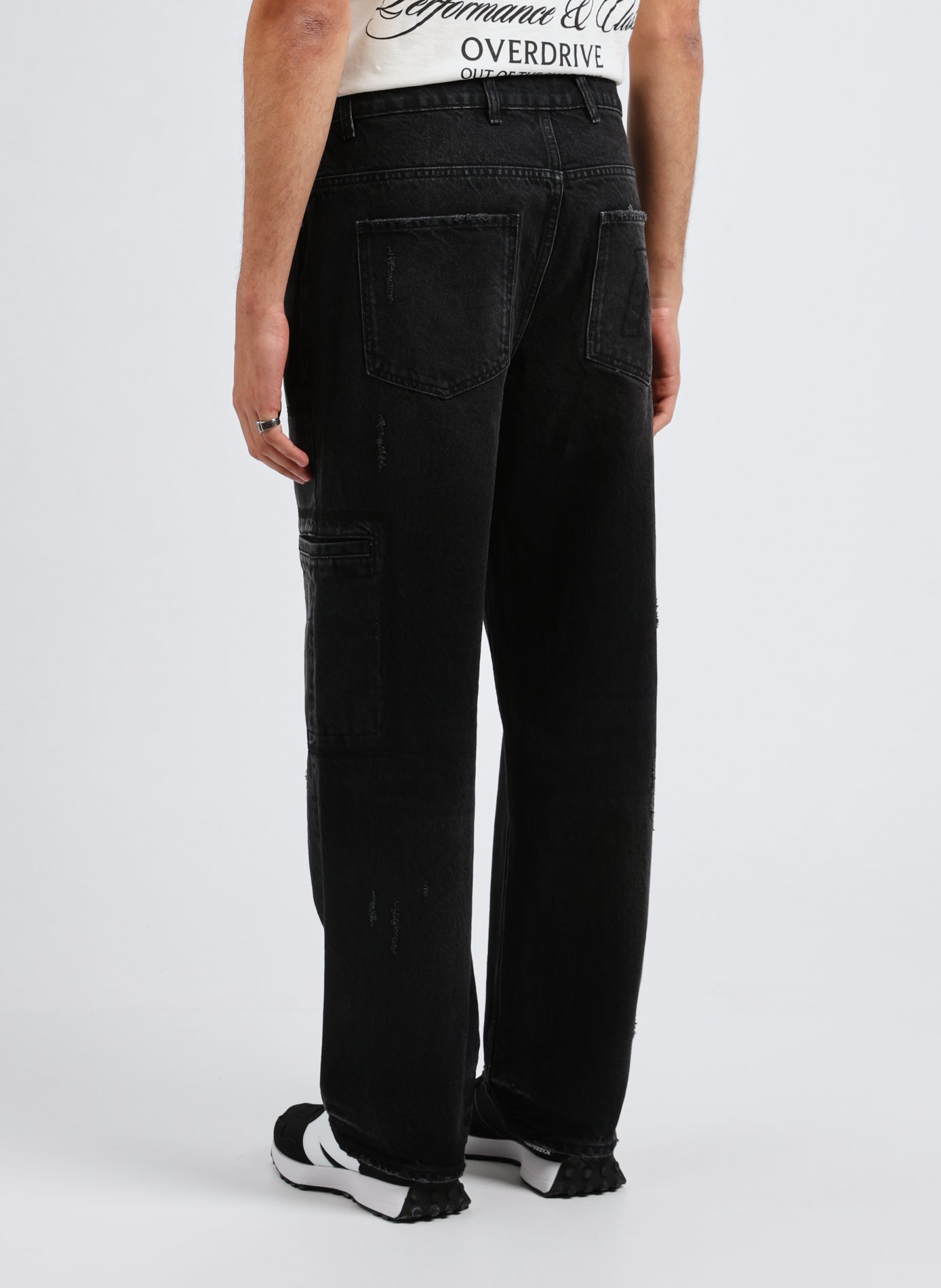 Wide leg distressed jeans REPRESENT Black