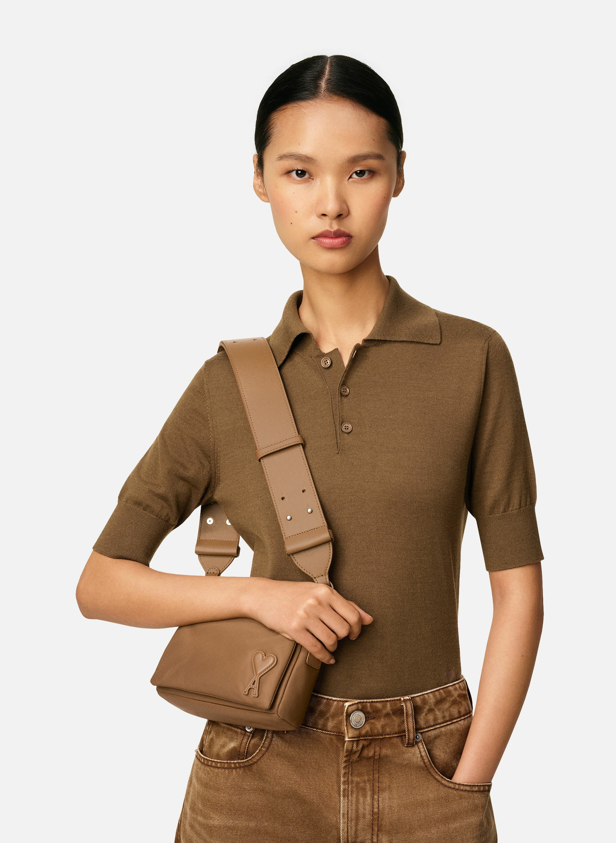 Sac Lunch Box Marcel En Nylon Ouatiné unisexe AMI PARIS Marron