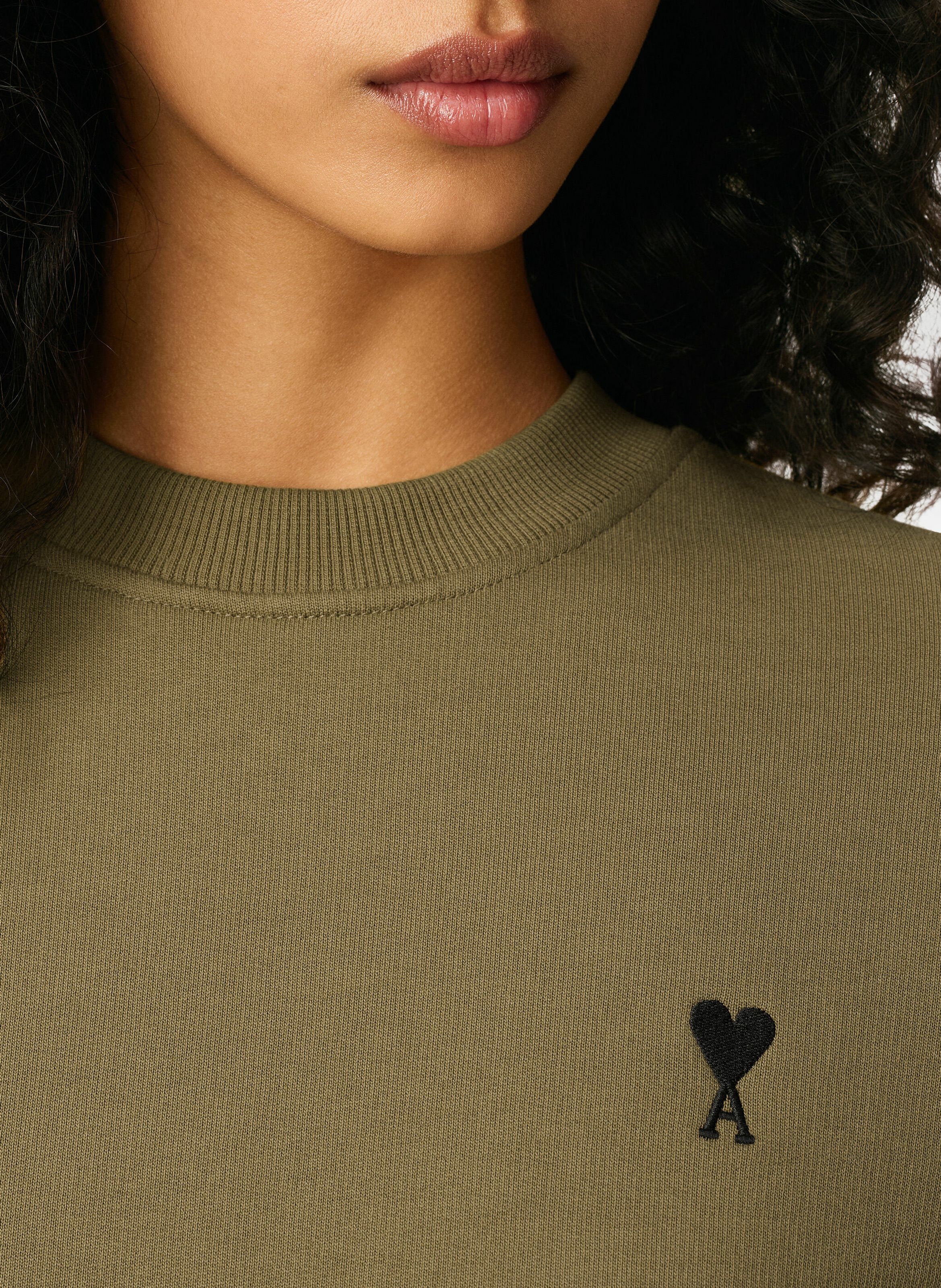 Sweatshirt ami de coeur contrasté en coton AMI PARIS Vert