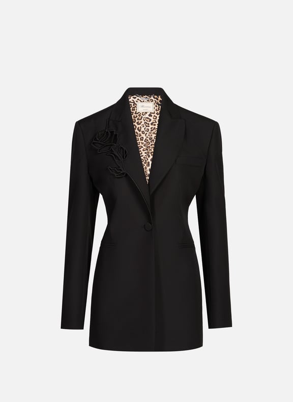 Wool blend blazer with notched lapels Black by BLUMARINE BLUMARINE Wool blend blazer with notched lapels Black