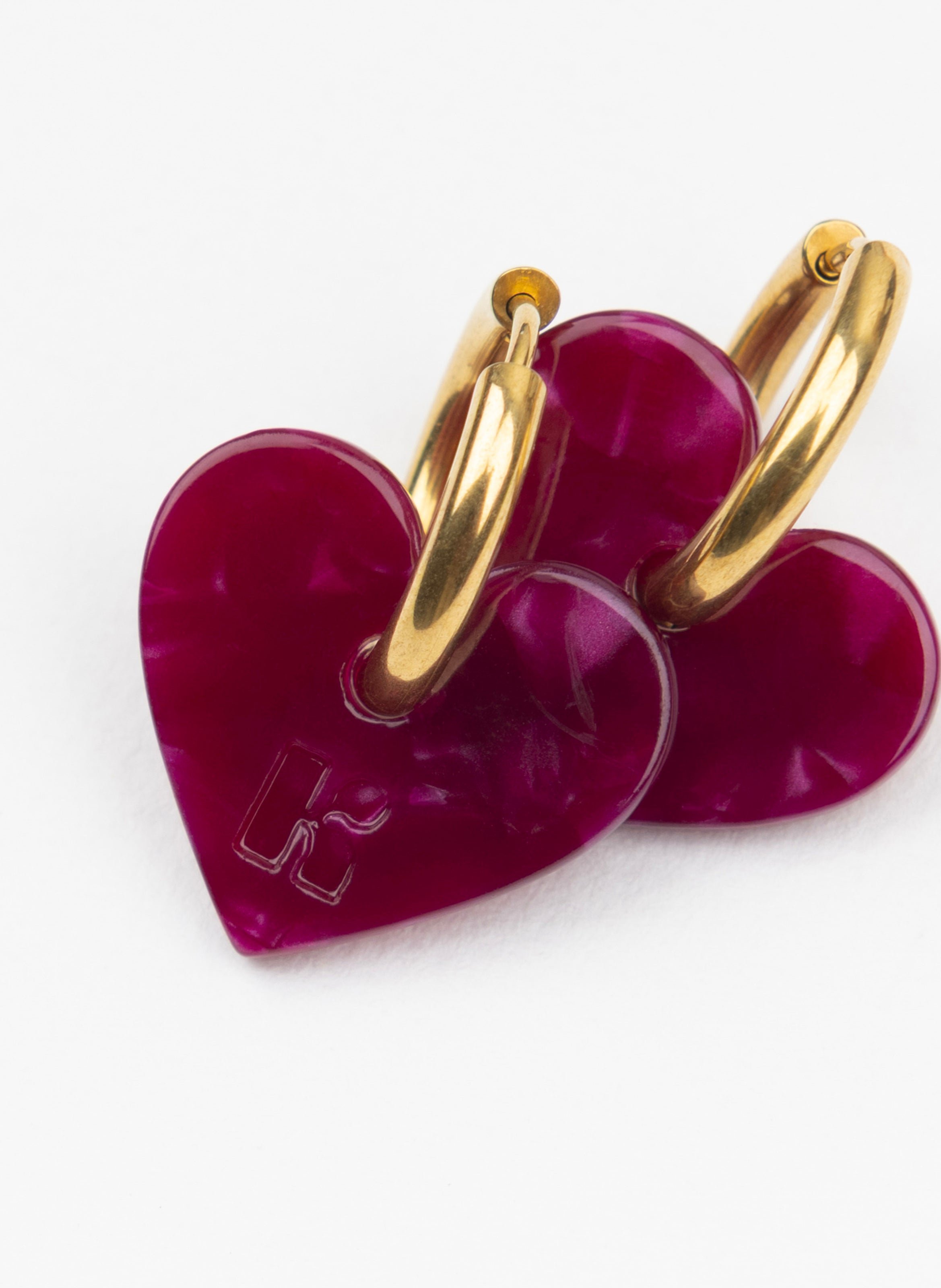 Boucles d'oreilles lova lova avec anneaux en acier inoxydable doré KURAGE GINZA Rouge