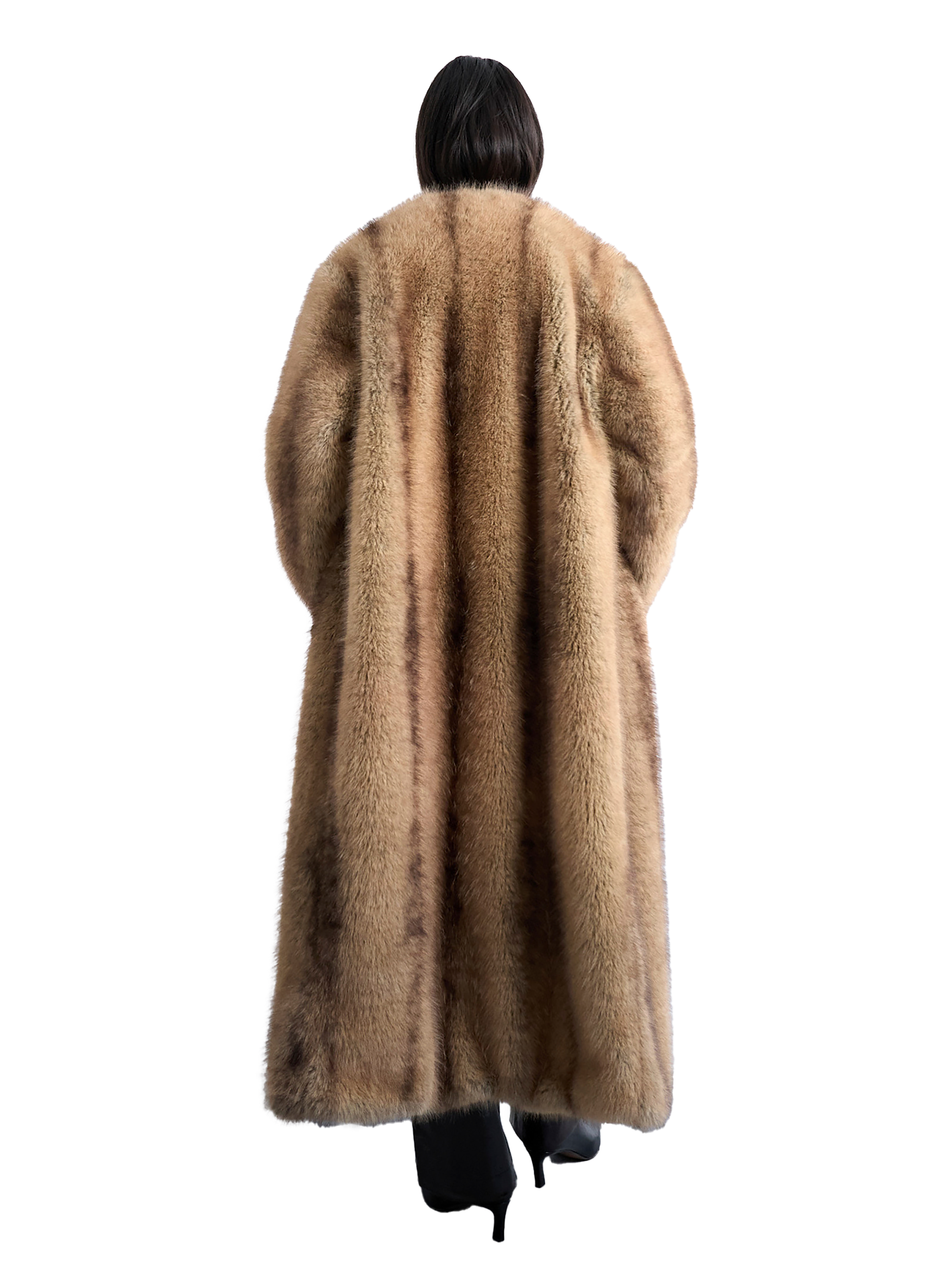 TOPSHOP Long faux fur coat Beige