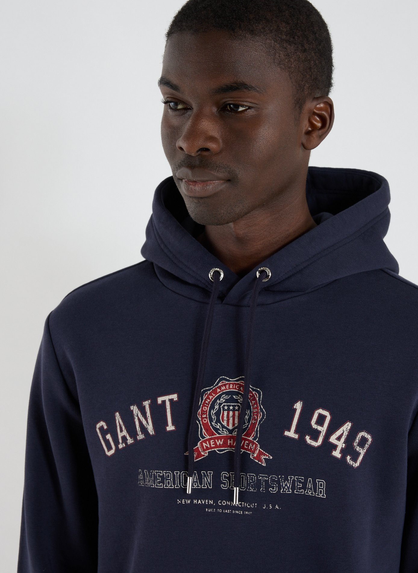 Cotton fleece-blend hoodie GANT Blue