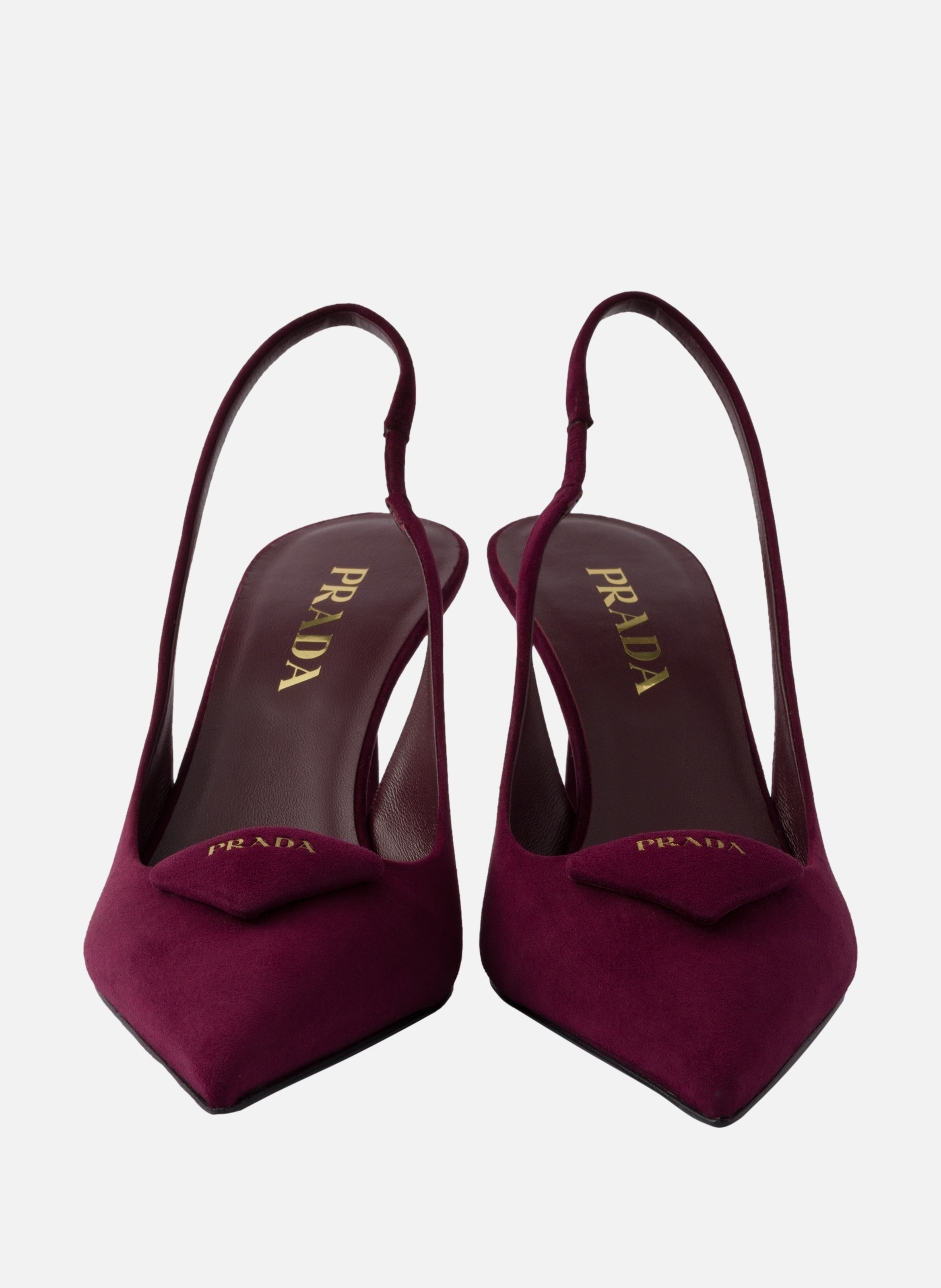 Escarpins à bride arrière en veau velours PRADA Rouge