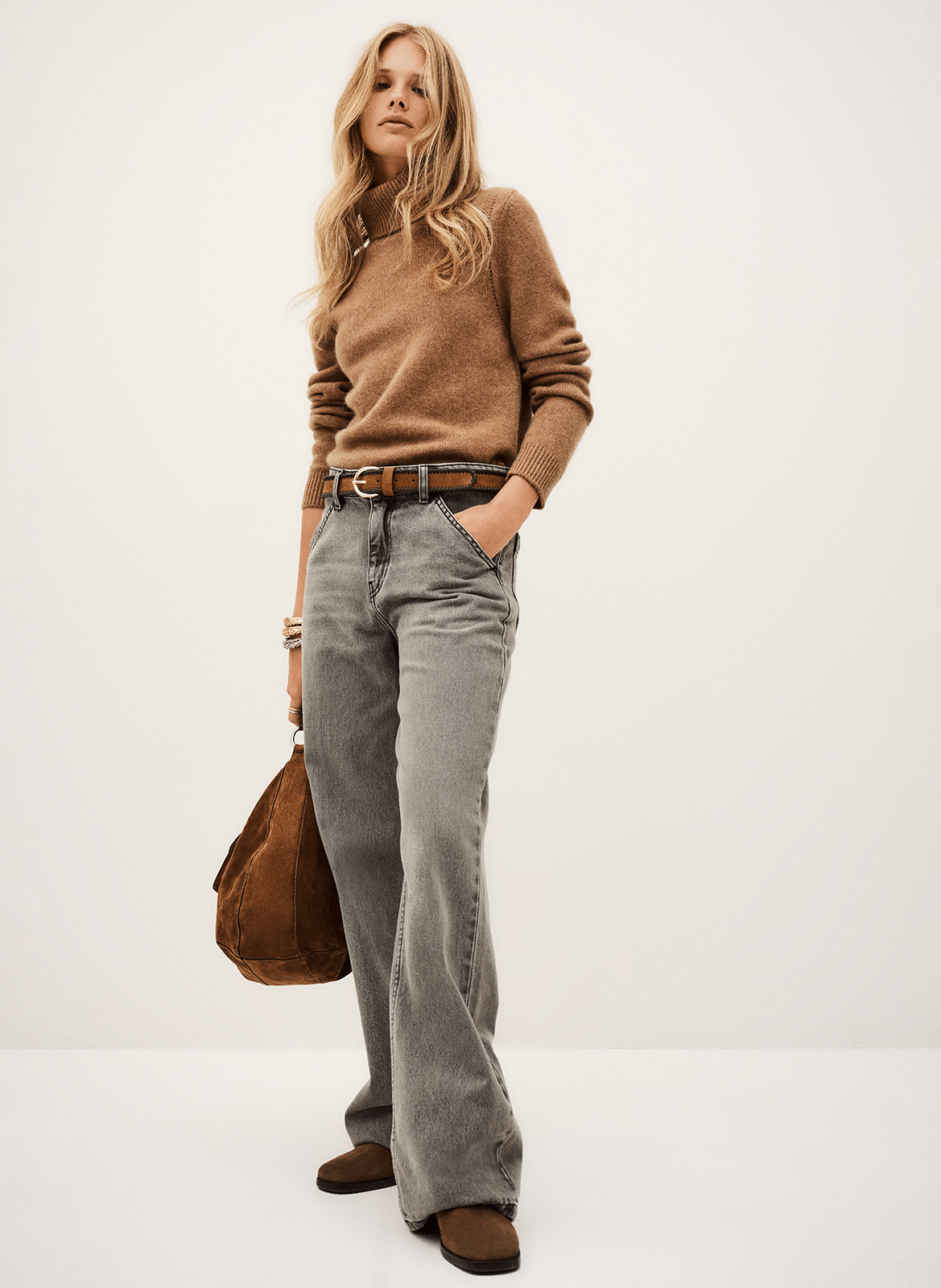 Pull droit col roulé en cachemire chalie BA&SH Marron