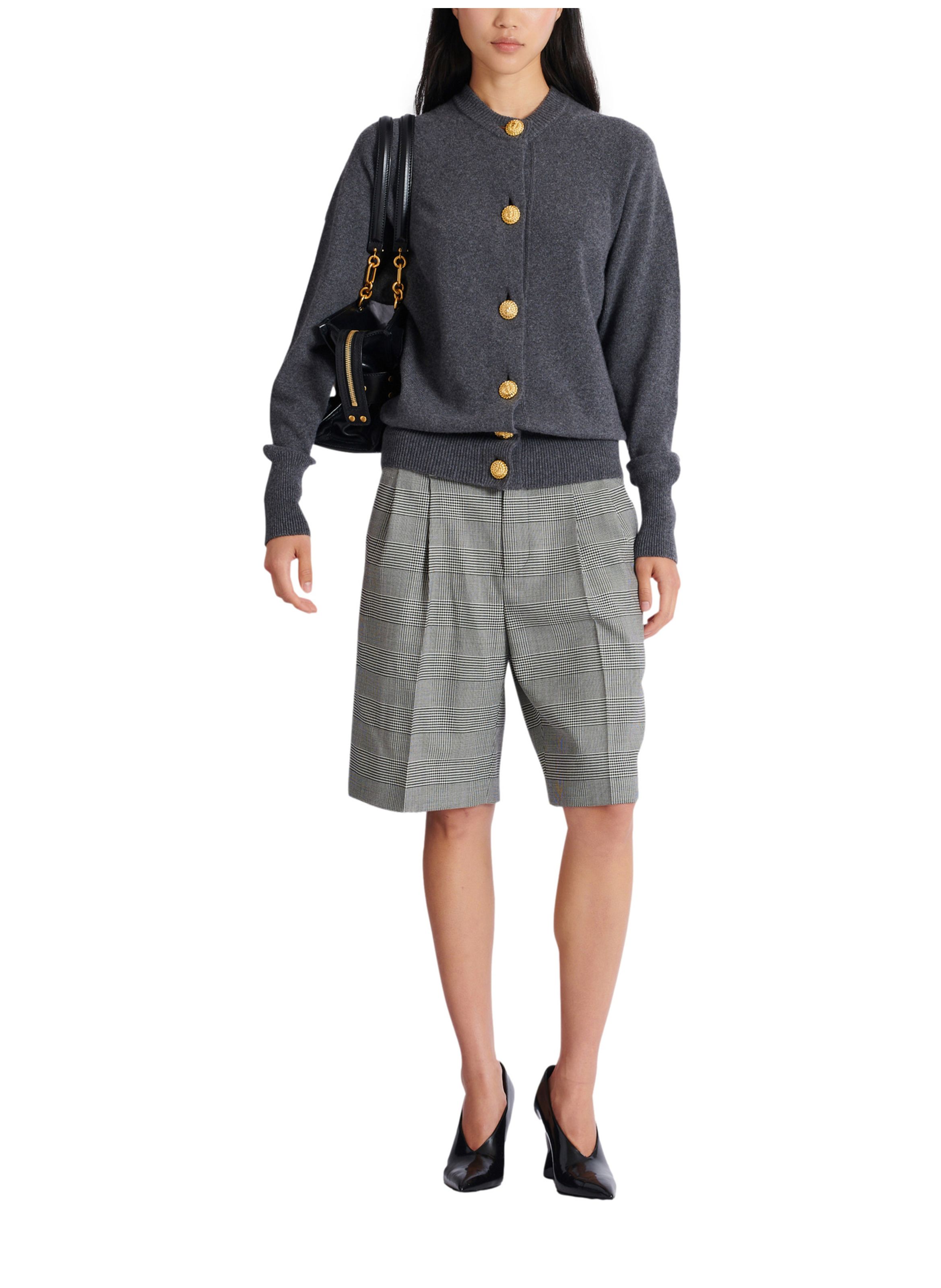 Cardigan boutonné en éco-cachemire Gris