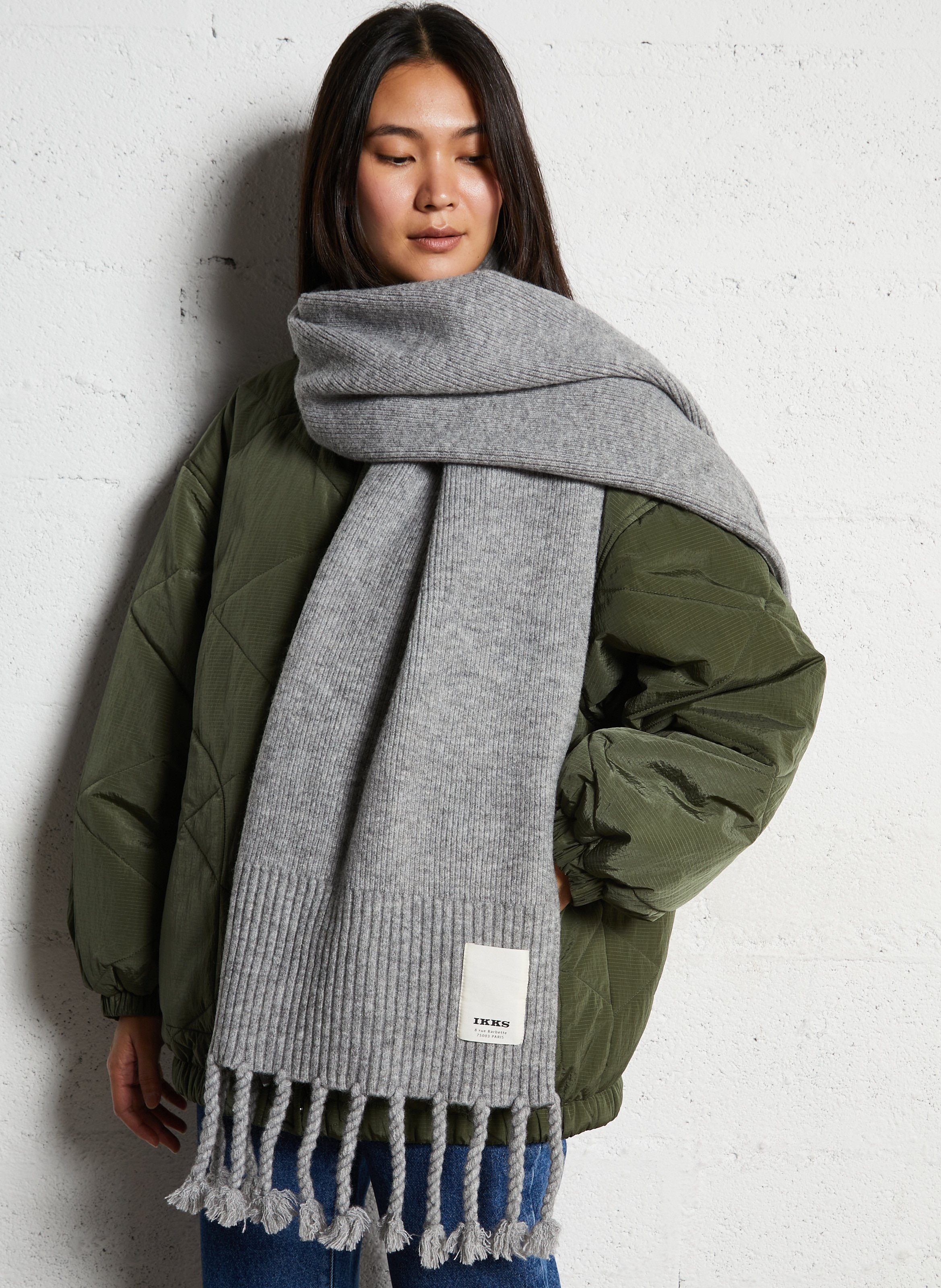 Echarpe en maille côtelée  Gris