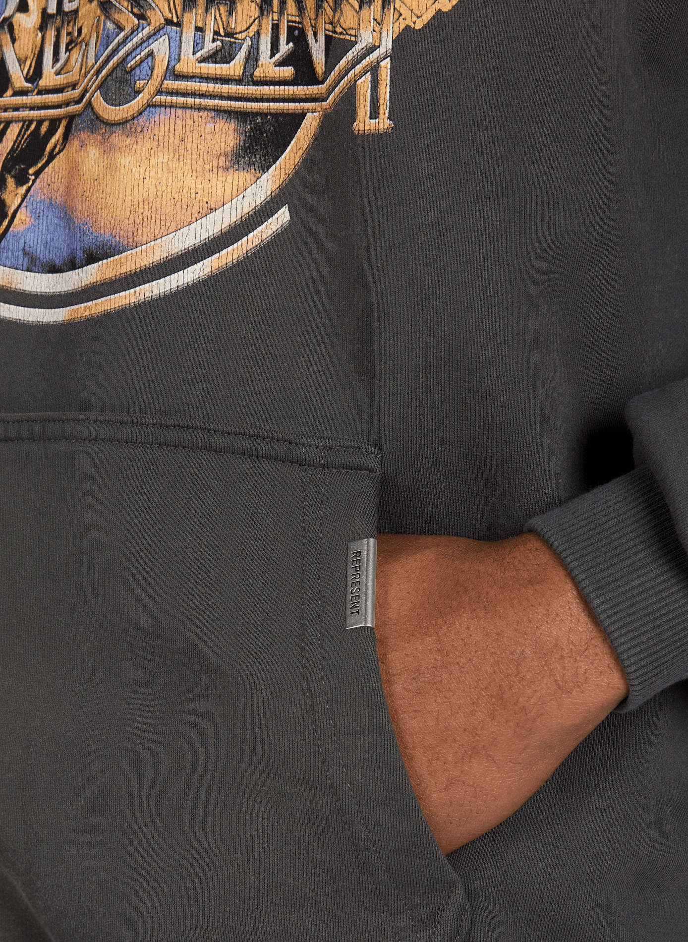 Printed cotton hoodie sweatshirt REPRESENT Grey