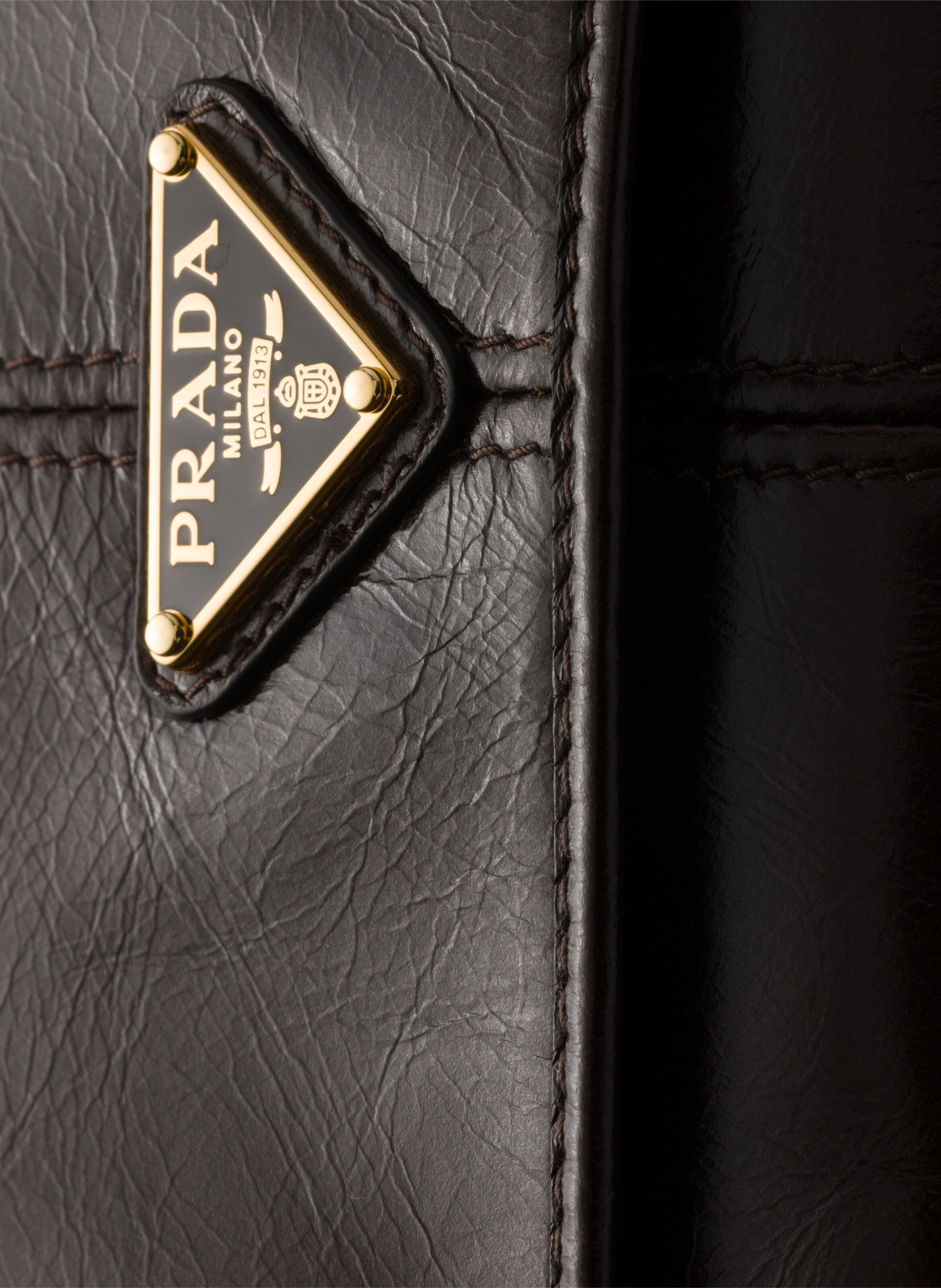 Porte-monnaie en cuir avec bandoulière PRADA Marron
