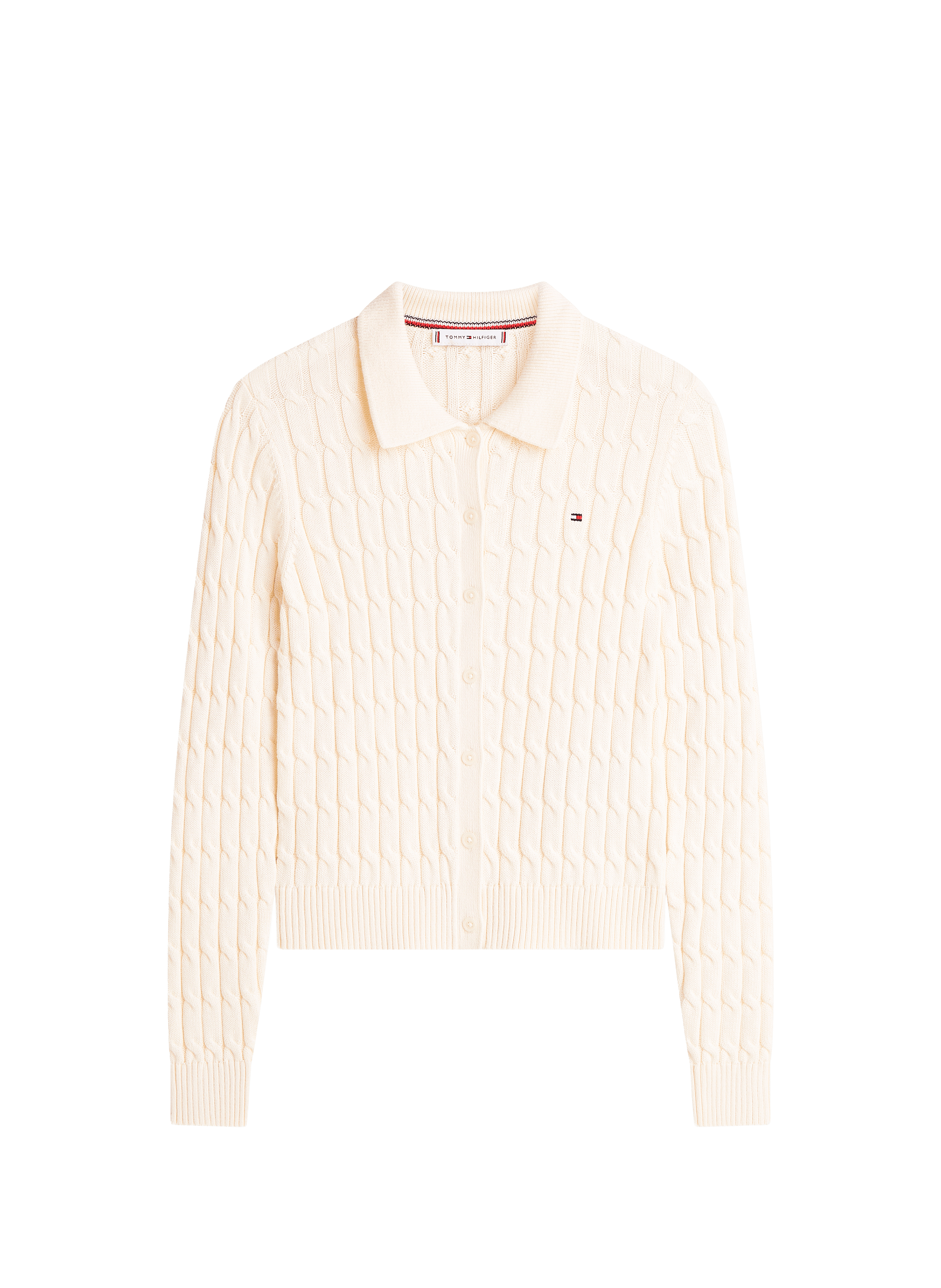 Ribbed cotton knit cardigan TOMMY HILFIGER Beige