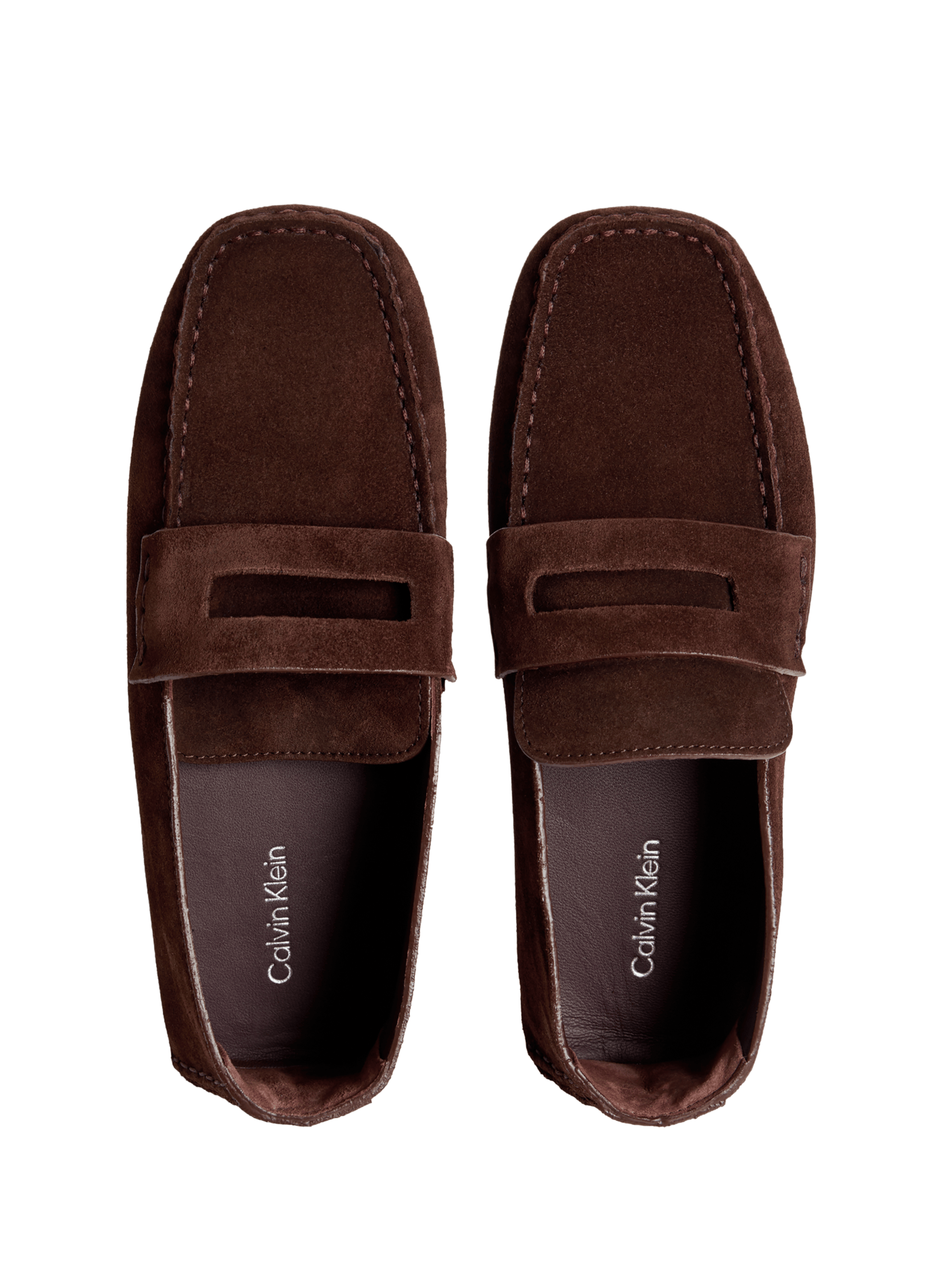 Moccasins with serrated sole in suede leather CALVIN KLEIN Brown