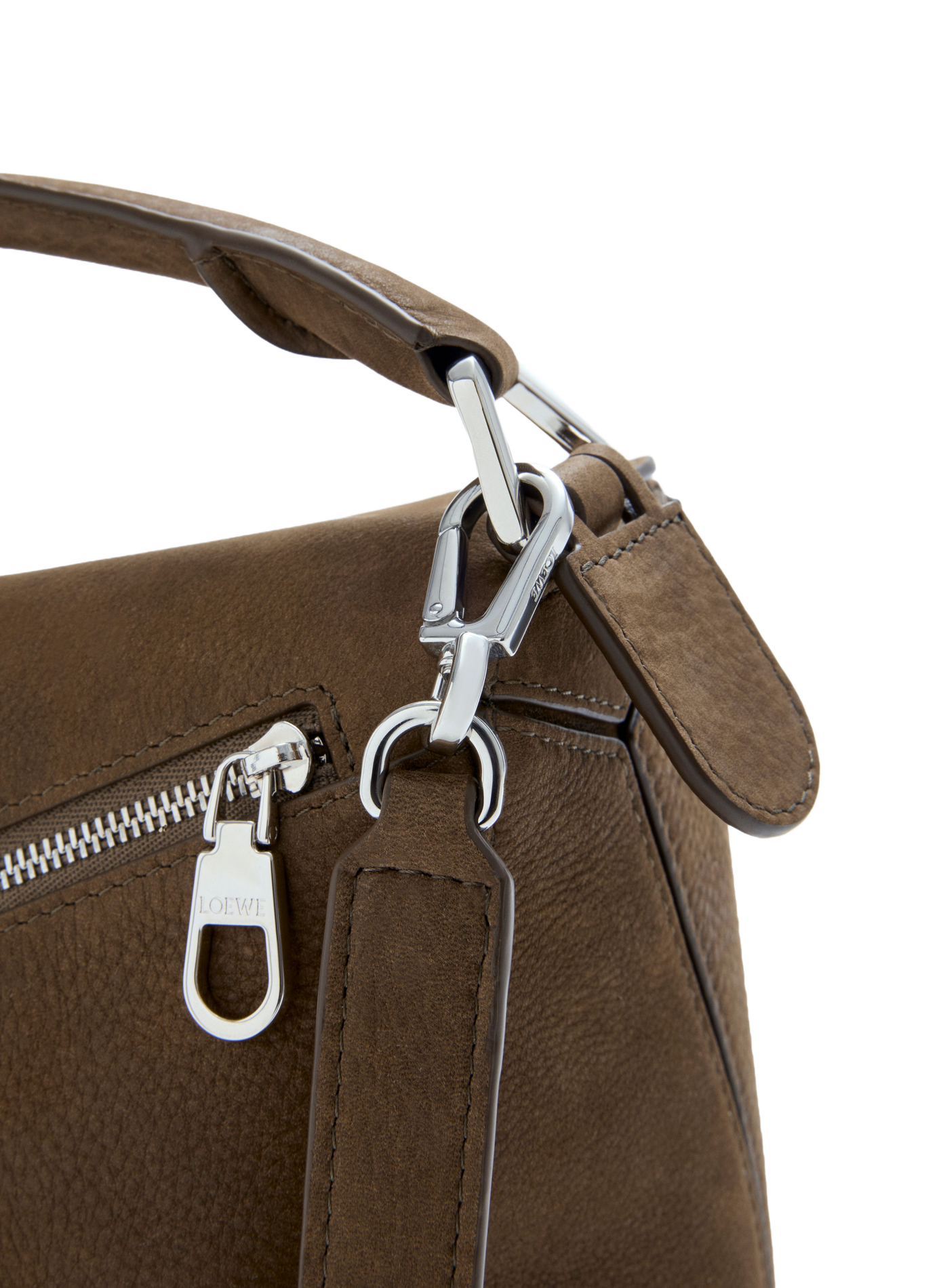 Petit sac Featherlight Puzzle en nubuck grainé Marron