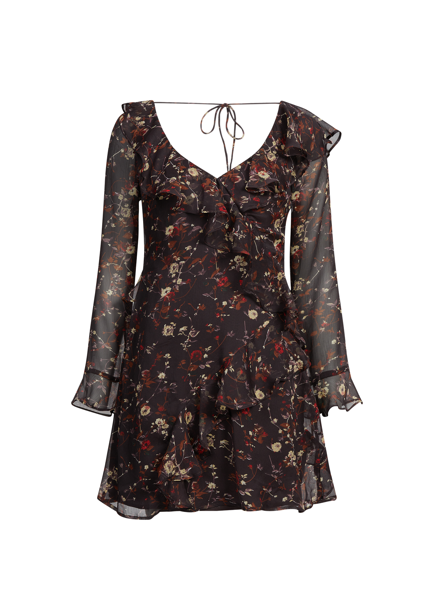 Short printed dress with ruffles Tsflora TOPSHOP Black