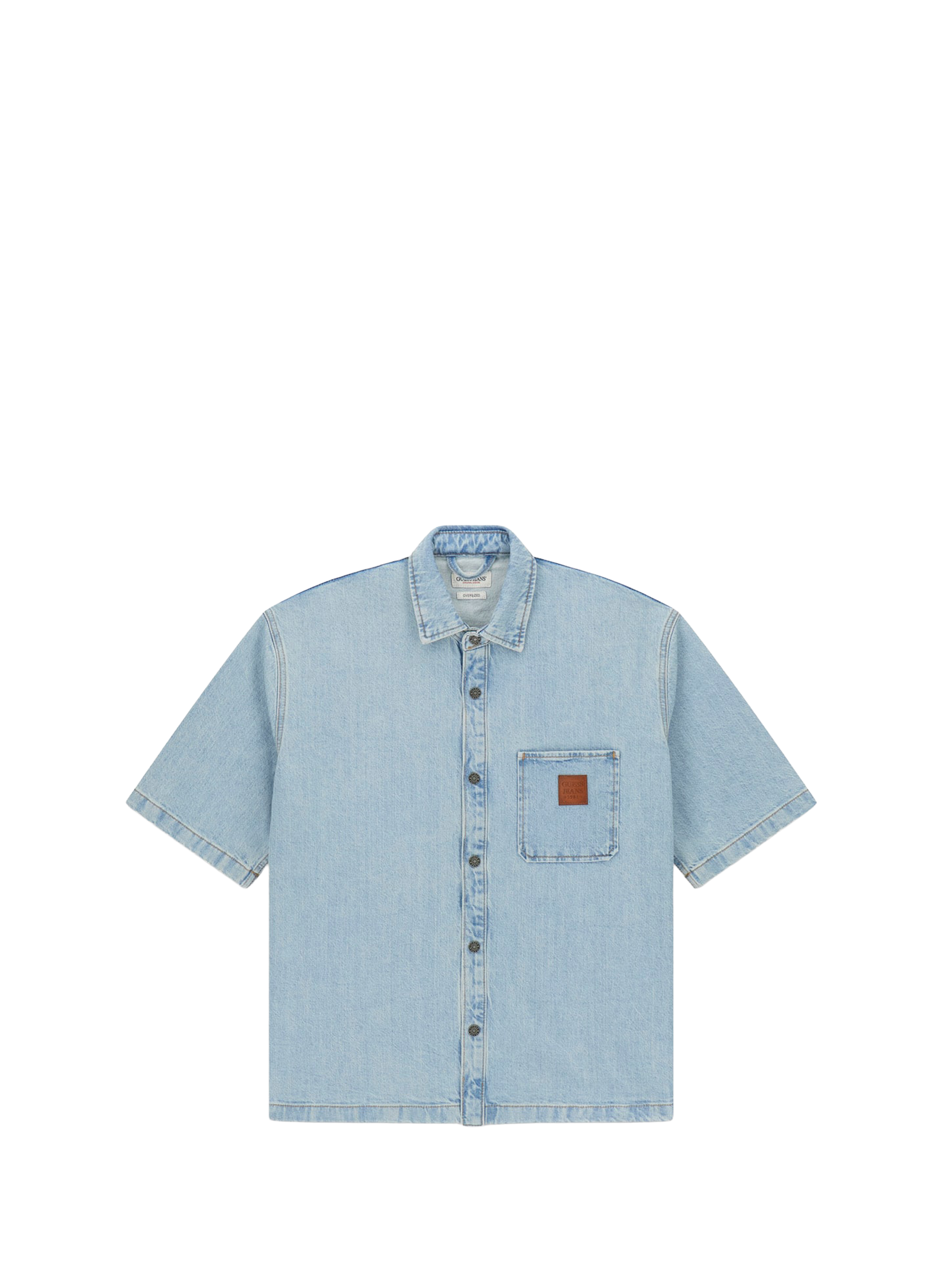 Chemise manches courtes en coton mélangé GUESS Bleu