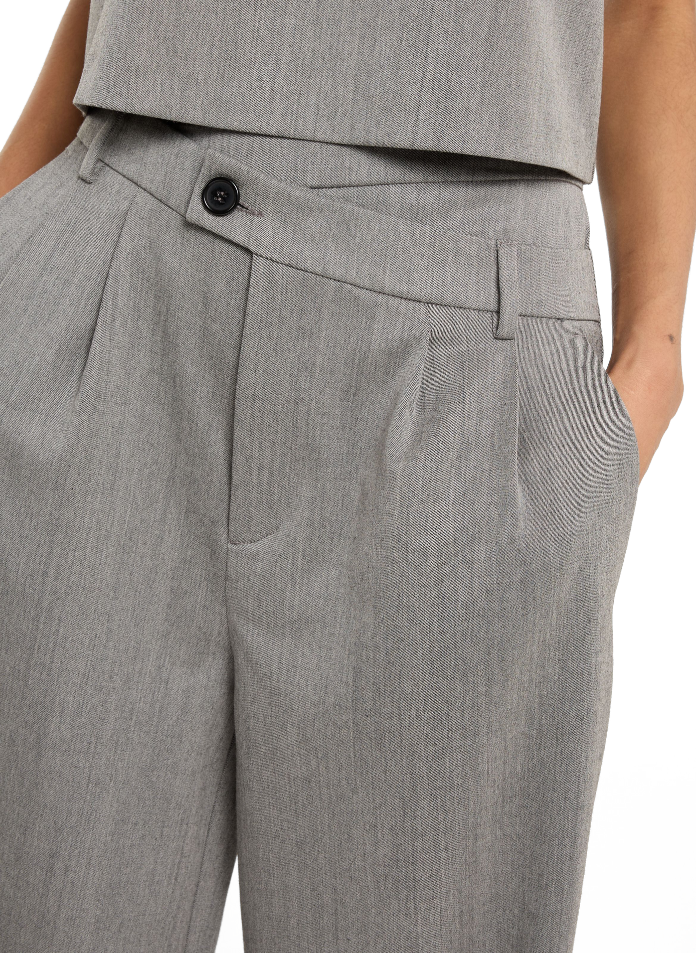 Pantalon large Acros taille haute en laine mélangée SAISON 1865 Gris