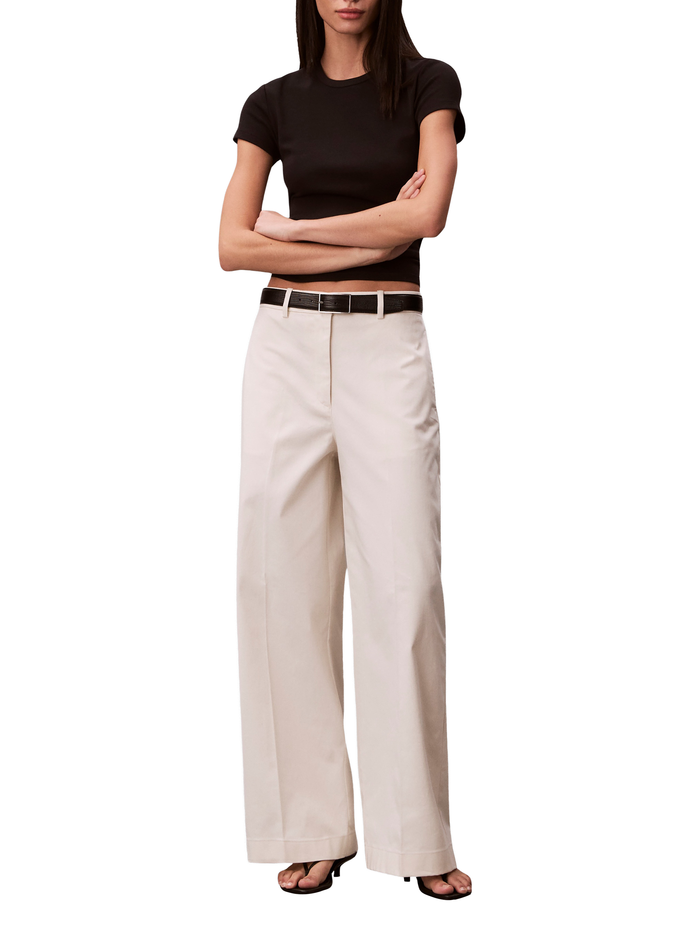 Pantalon chino en coton mélangé CALVIN KLEIN Beige