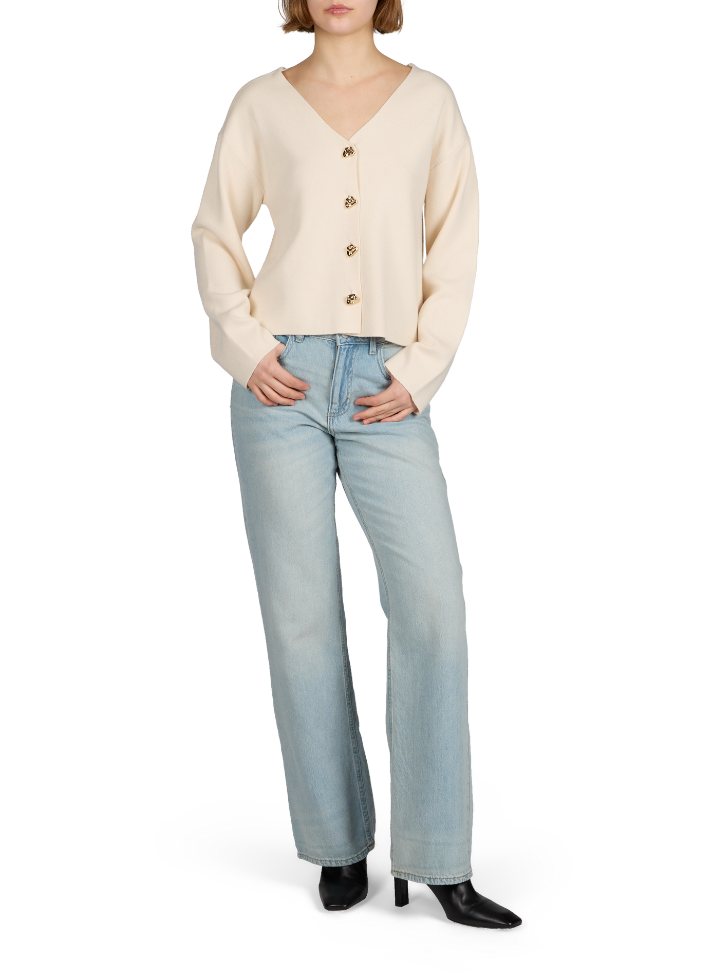 Jeans wide Vipama en coton VILA Bleu