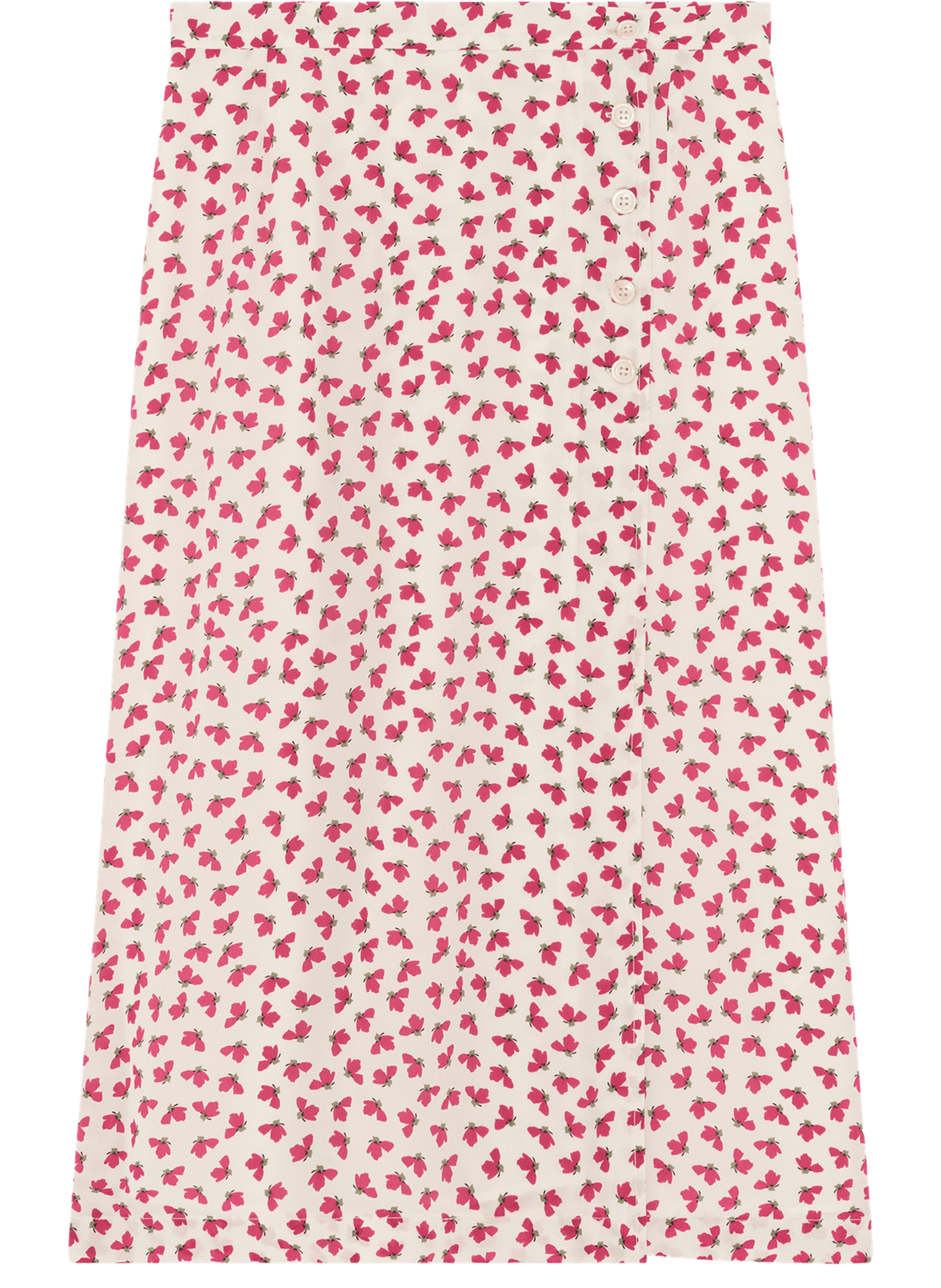Jupe midi à fleurs et boutons - nassira PABLO Beige