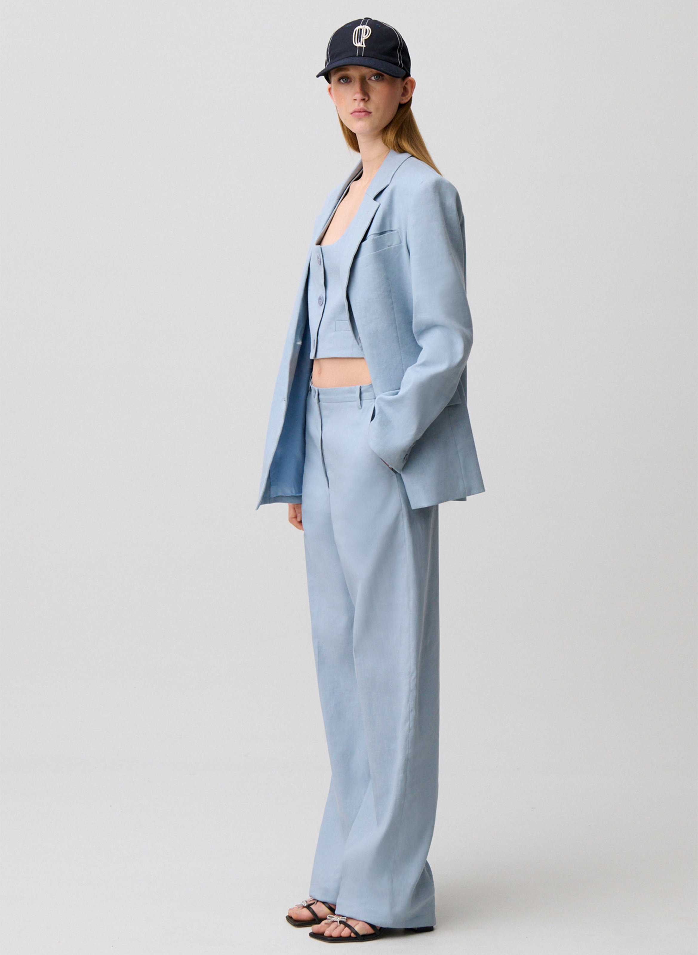 Pantalon droit taille haute uni CLAUDIE PIERLOT Bleu