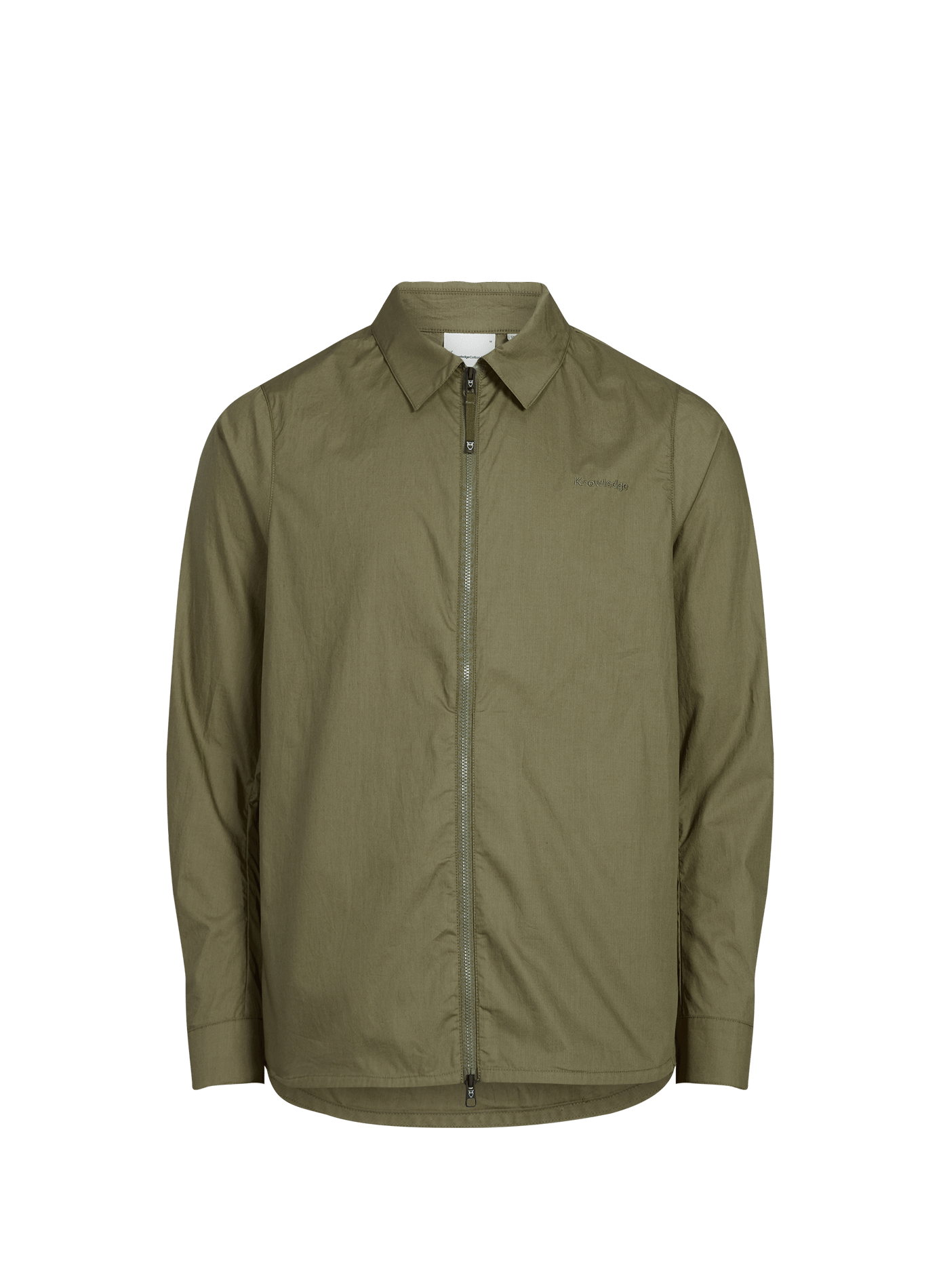 Jacket with classic collar KNOWLEDGE COTTON Khaki