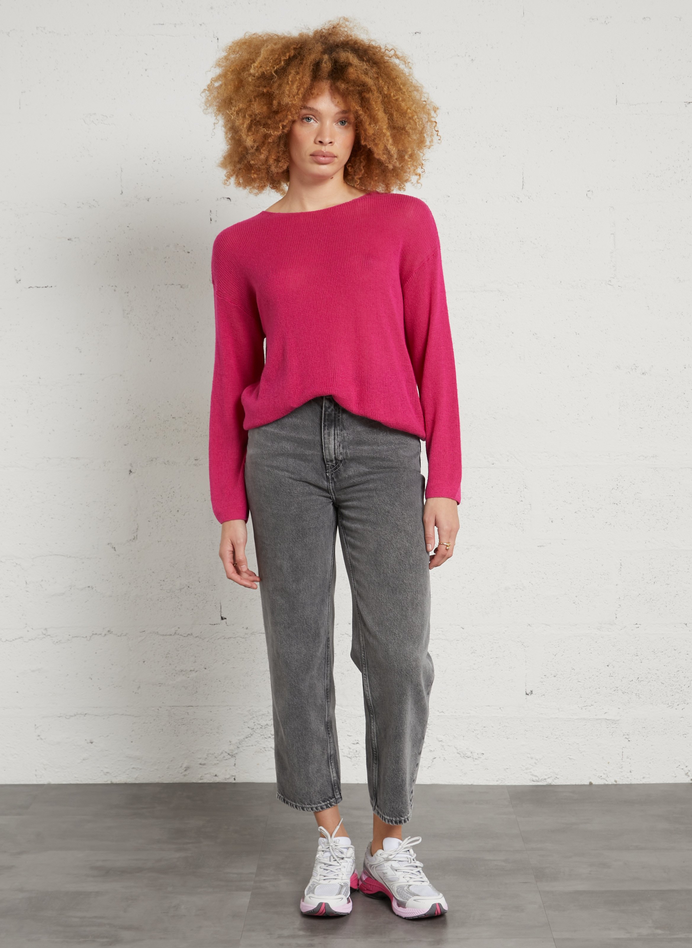 Pull oversize en coton et alpaga liucity AMERICAN VINTAGE Rose