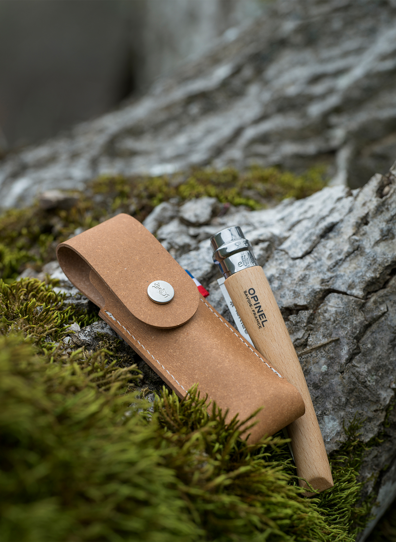 Etui für Messer aus recyceltem Leder OPINEL Beige
