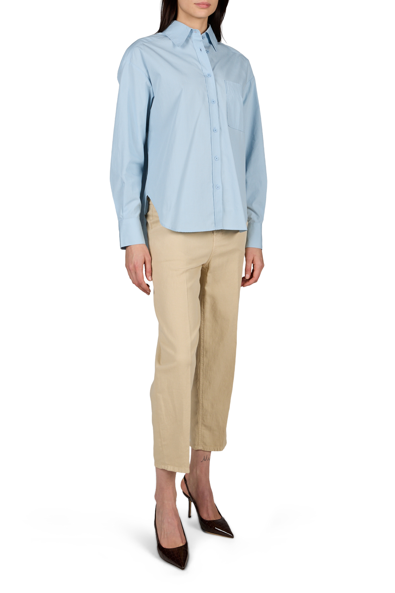 Chemise unie à broderie au dos en coton CLOSED Bleu
