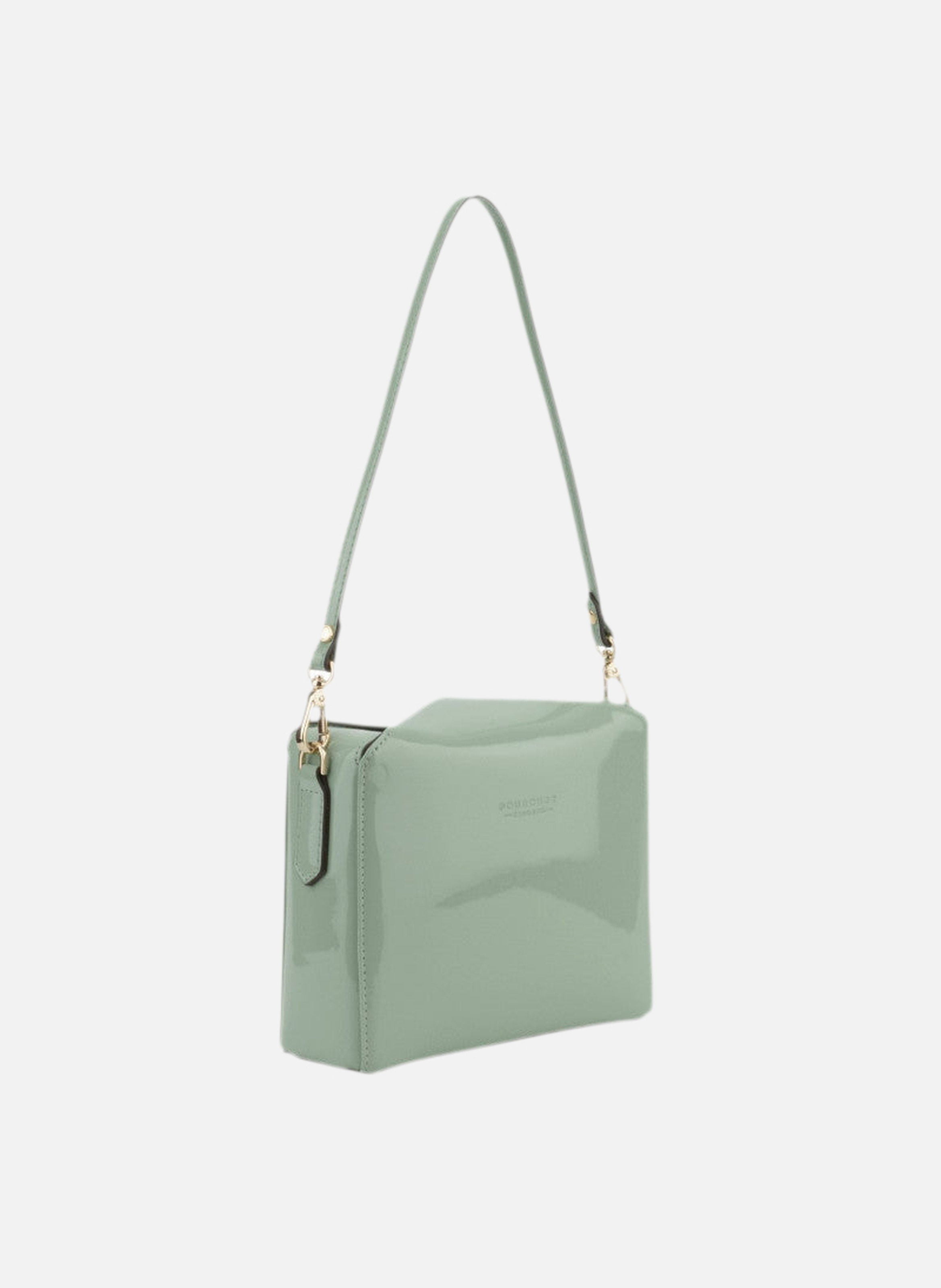 Cassetta vernis | sac porté épaule en cuir de vachette | Vert POURCHET Femme