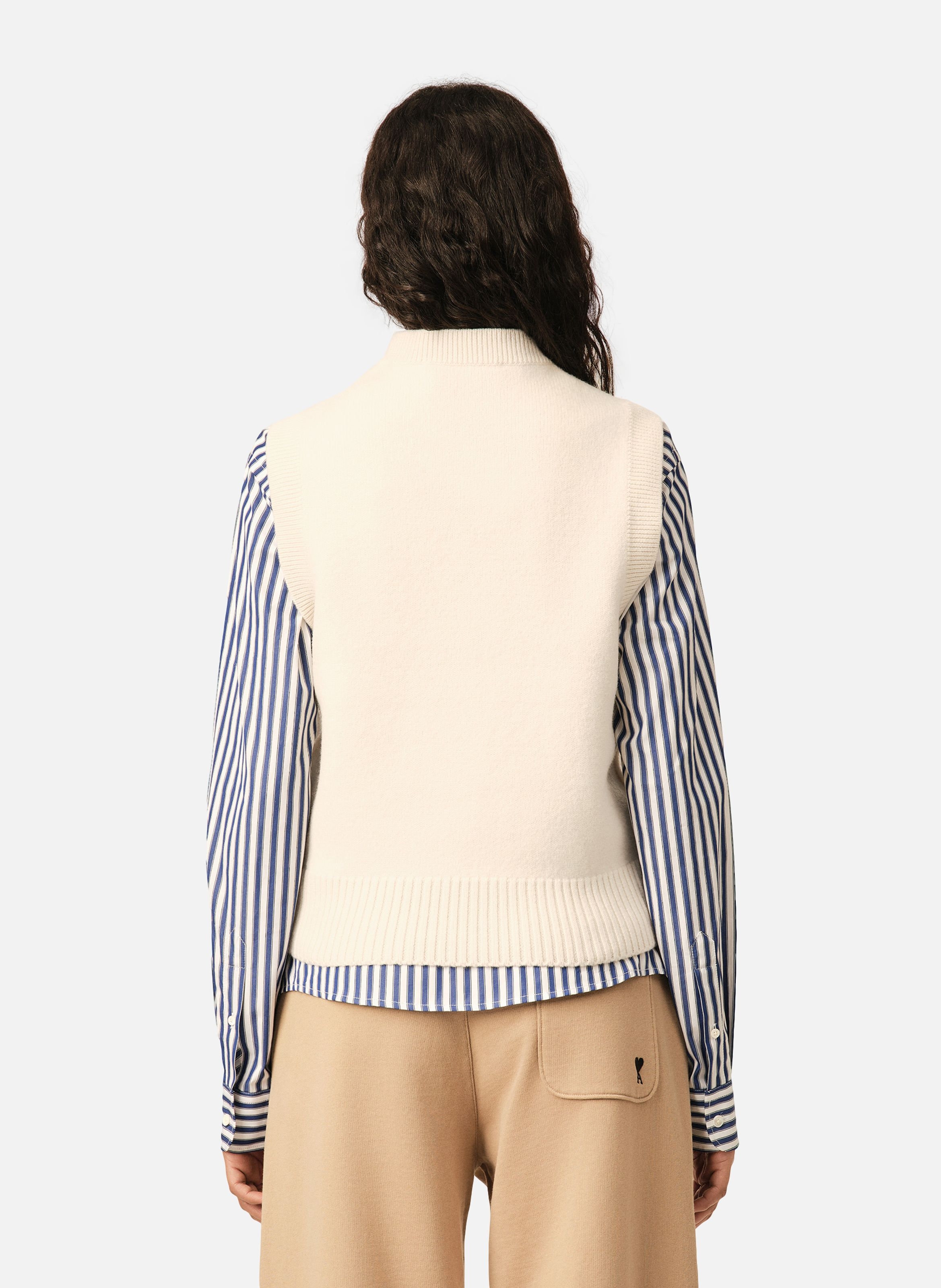 Pull unisexe en laine sans manches ami de coeur AMI PARIS Blanc