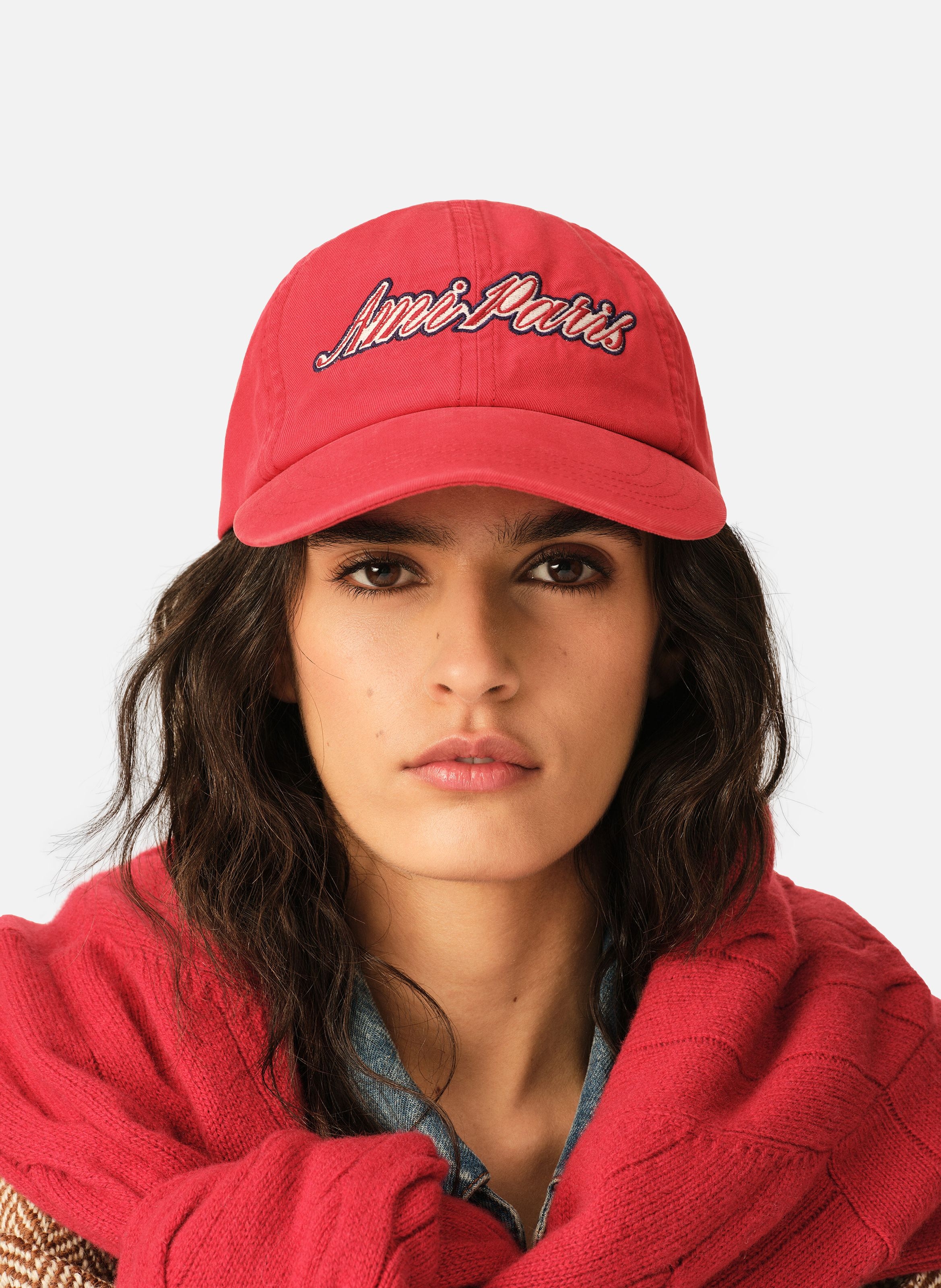 Casquette unisexe en coton broderie ami paris AMI PARIS Rouge
