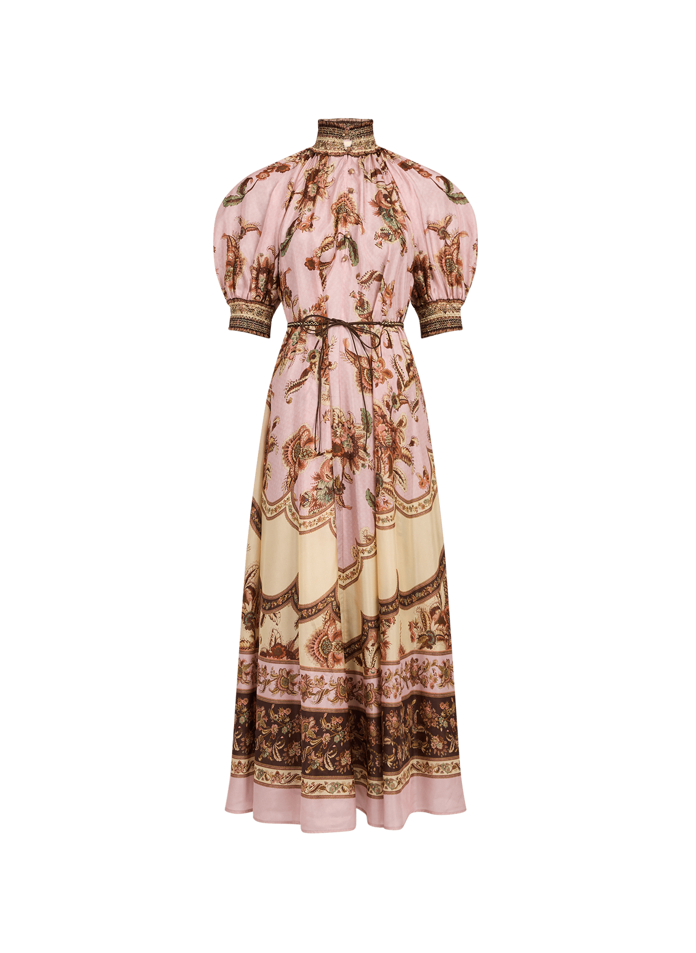 Bedrucktes ausgestelltes langes Kleid ZIMMERMANN Rosa