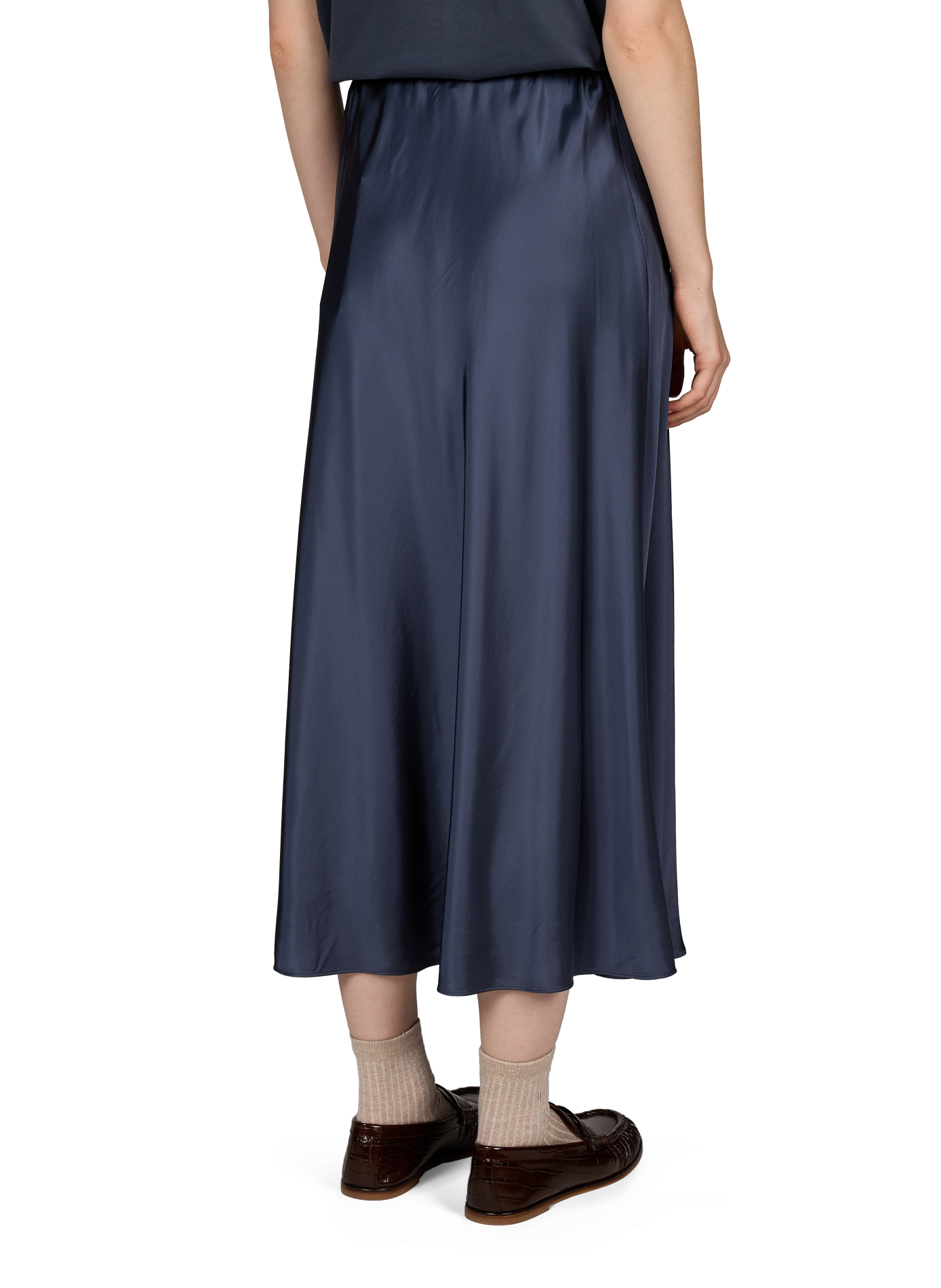 Satin midi skirt with mid-rise waist SAMSOE SAMSOE Blue