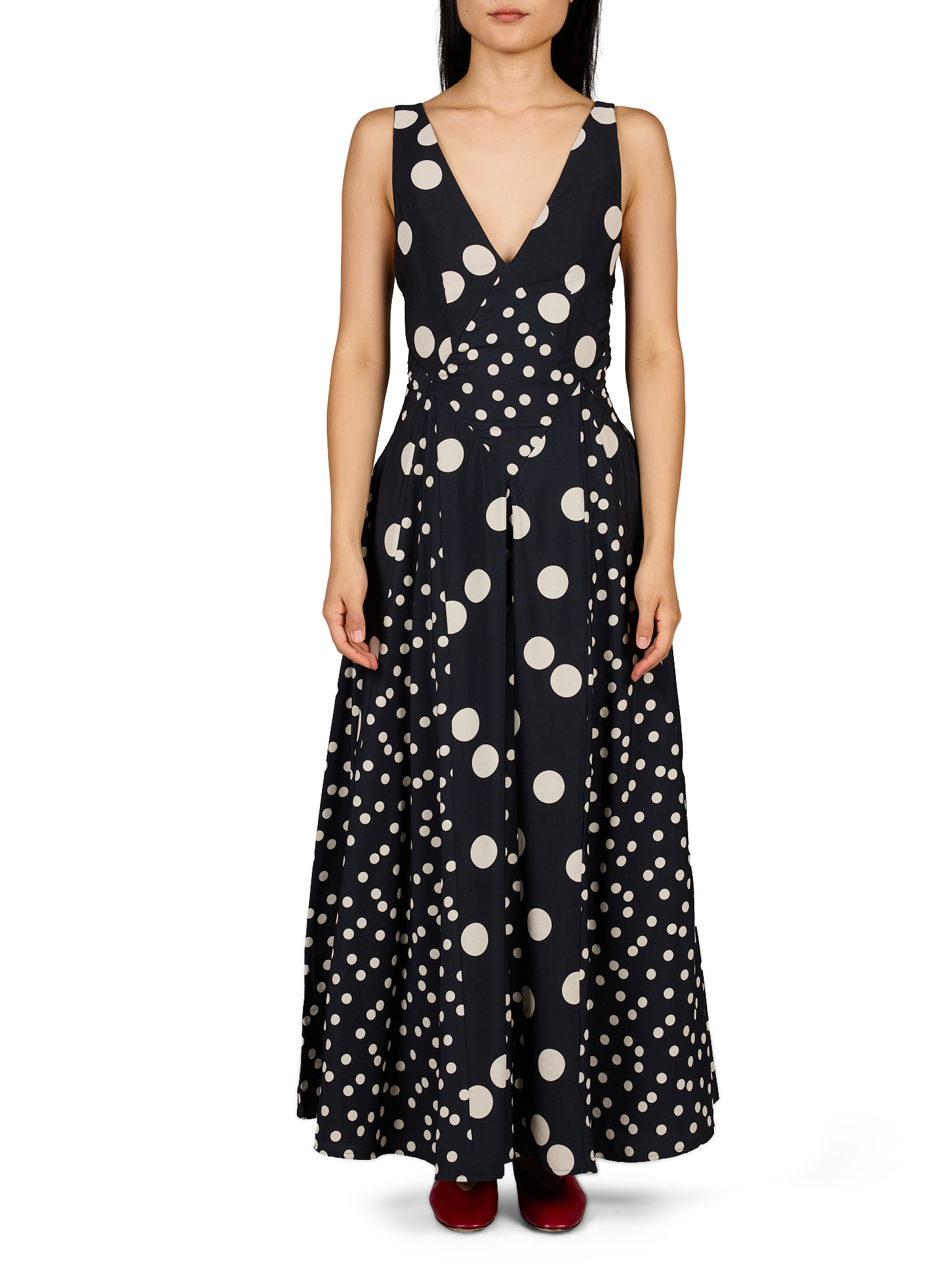 Langes Kleid mit V-Ausschnitt und Druck TOPSHOP Schwarz