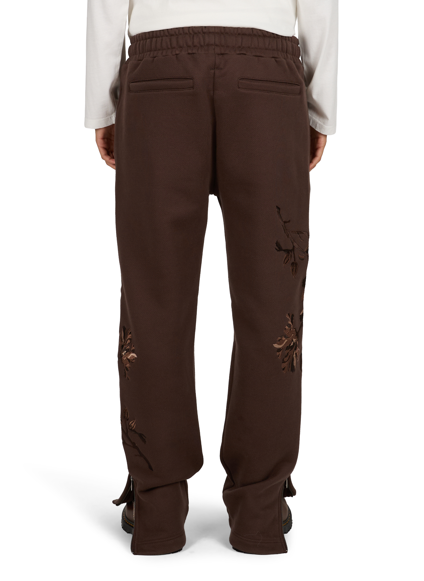 Wide leg embroidered cotton trousers | Brown ONLY THE BLIND Men