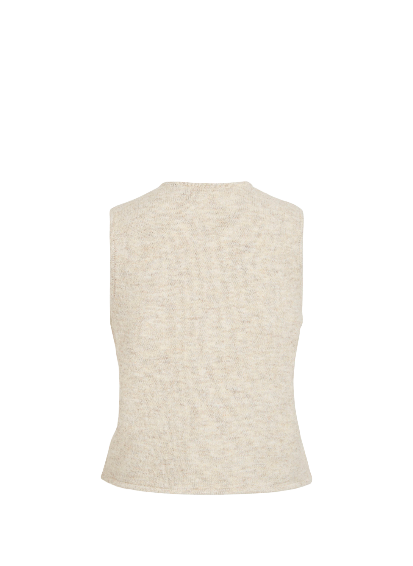 Gilet col rond droit brodé VILA Beige