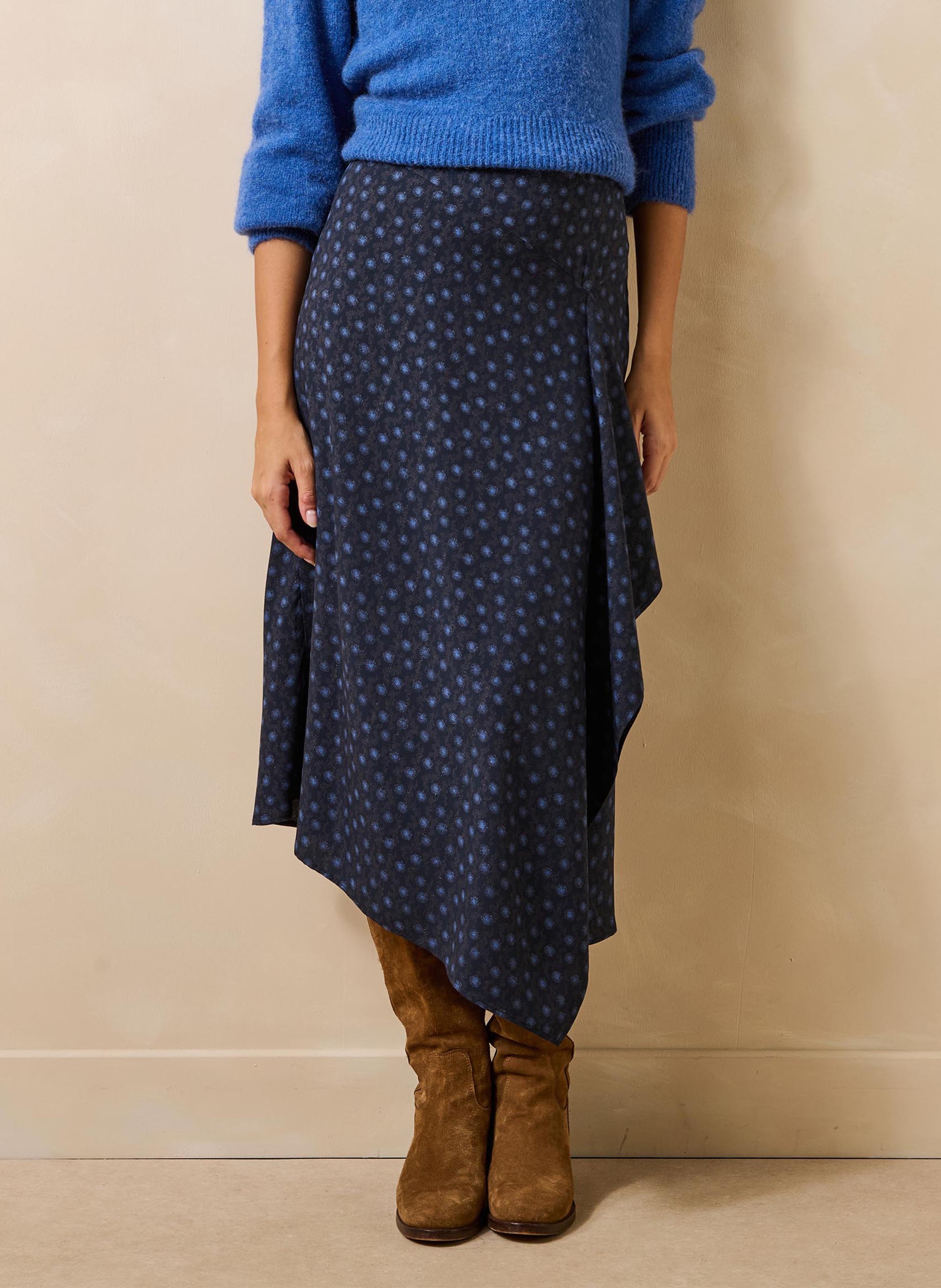 A-lijn midi-rok met grafische print LA FEE MARABOUTEE Blauw