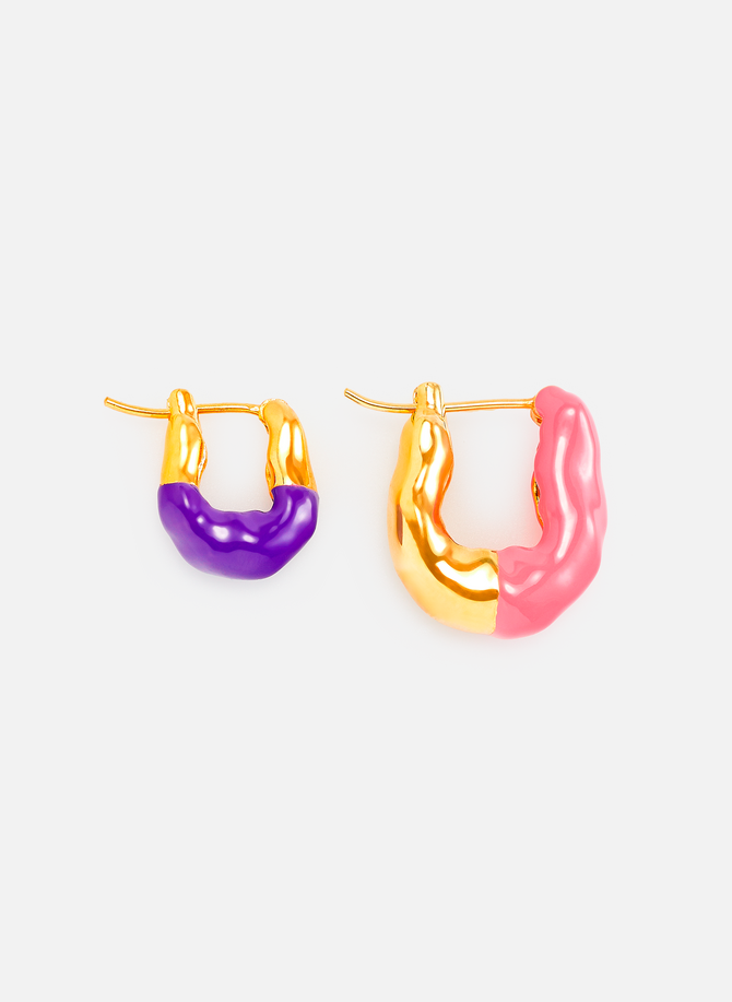 Asymmetrical two-tone earrings in gold-plated brass JOANNA LAURA CONSTANTINE