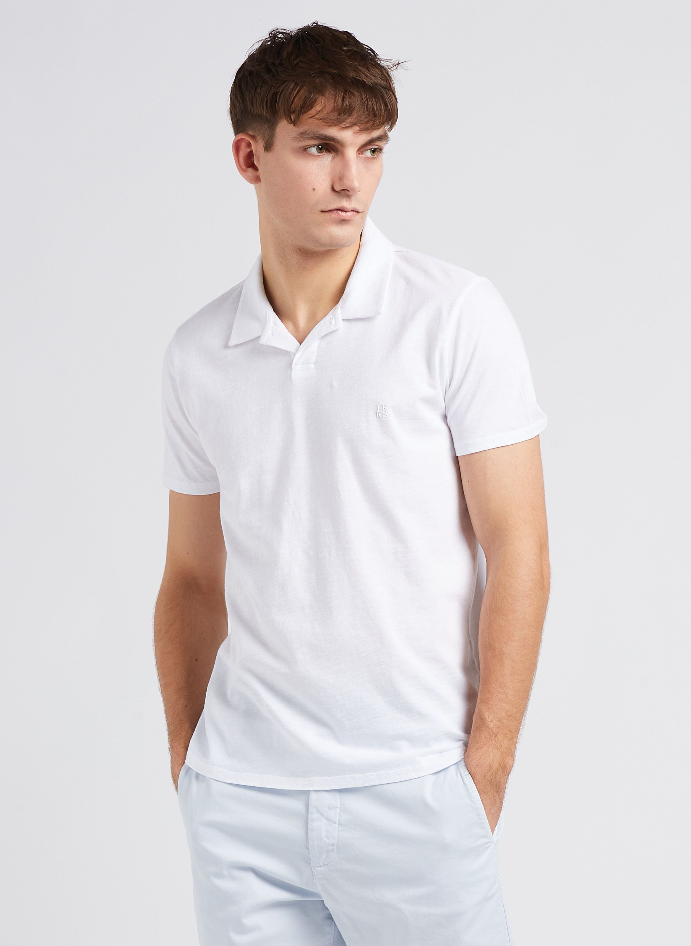 IKKS Polo regular-fit en coton flammé Blanc